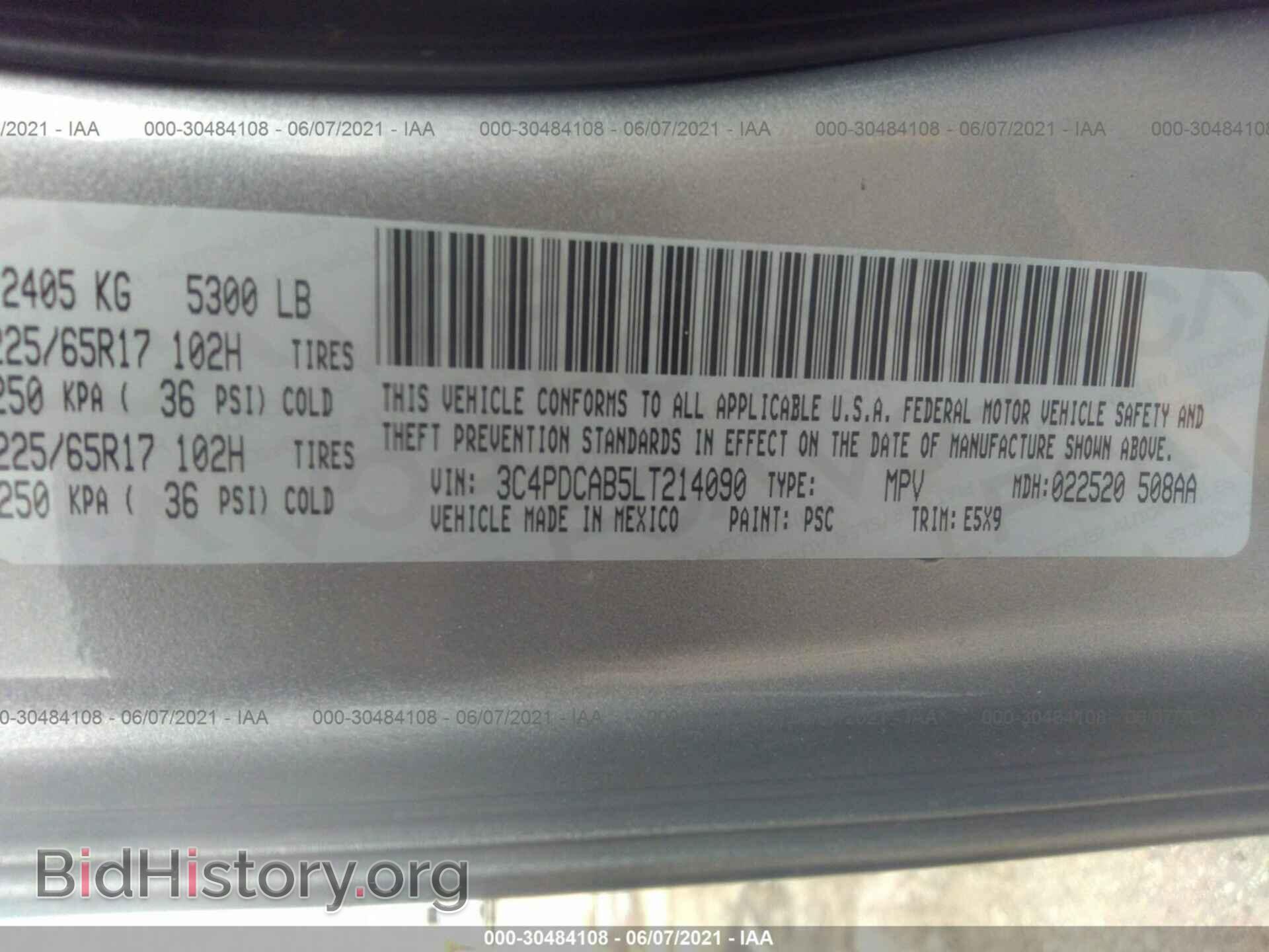 2020 DODGE JOURNEY - VIN: 3C4PDCAB5LT214090 - Photo 9