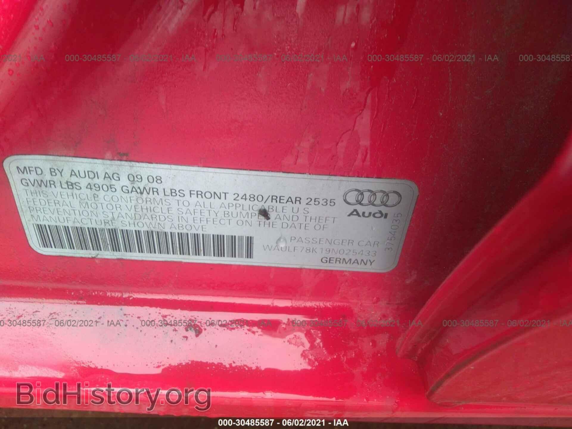 2009 AUDI A4 - VIN: WAULF78K19N025433 - Фото 9