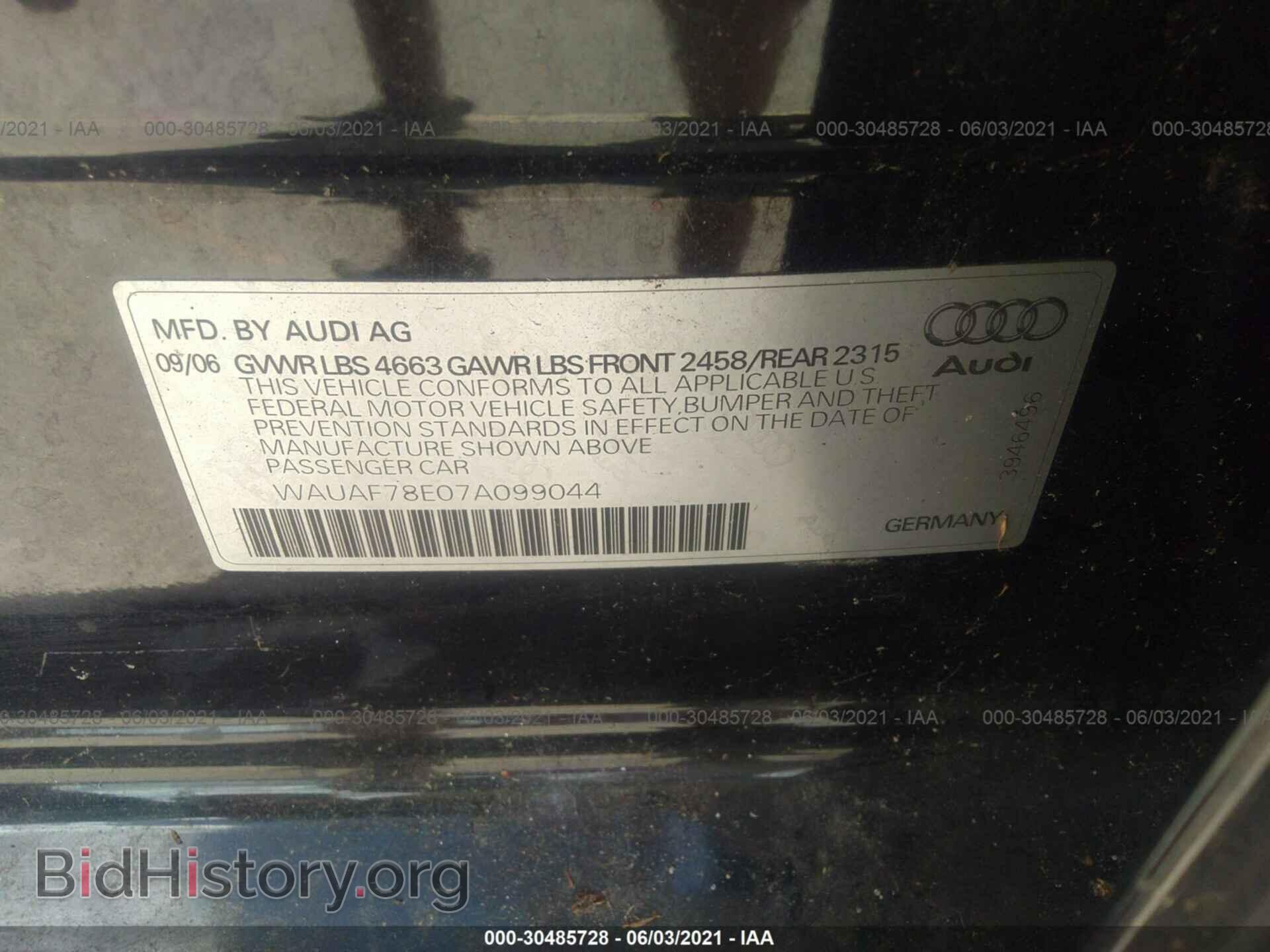 2007 AUDI A4 - VIN: WAUAF78E07A099044 - Photo 9