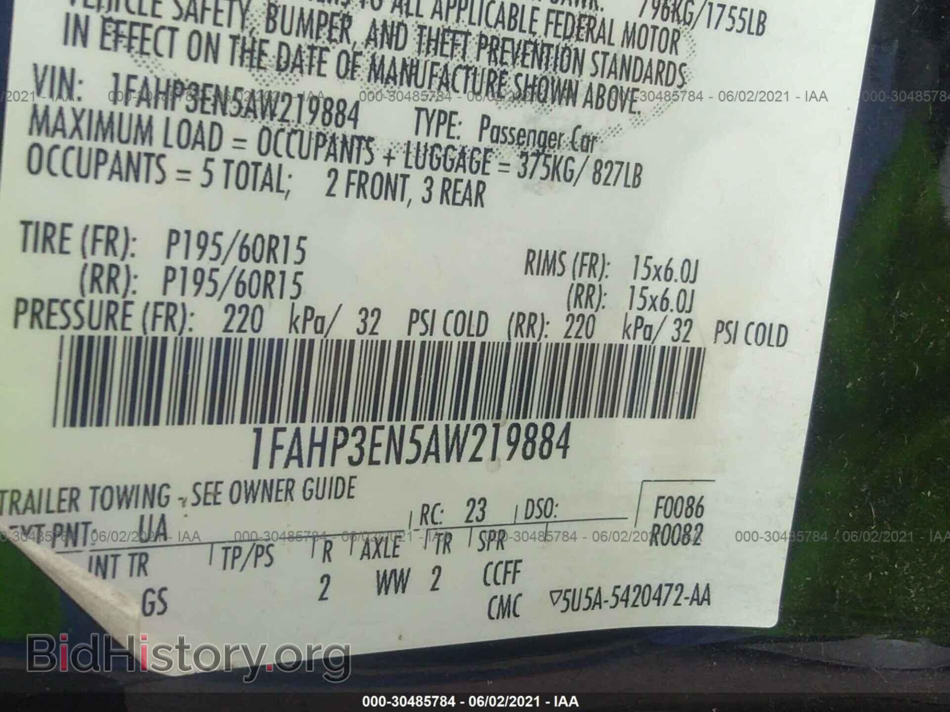 2010 FORD FOCUS - VIN: 1FAHP3EN5AW219884 - Фото 9