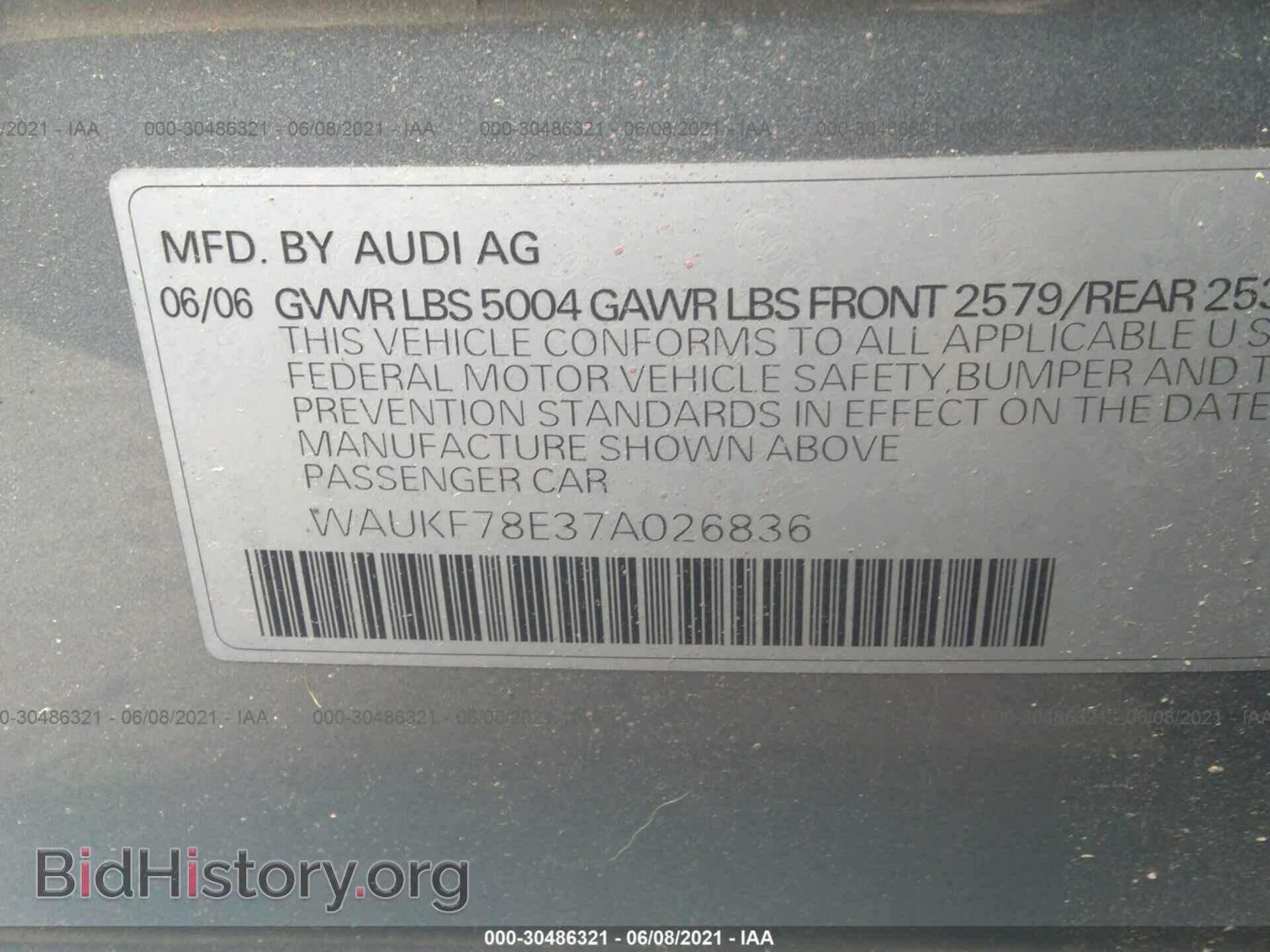 2007 AUDI A4 - VIN: WAUKF78E37A026836 - Фото 9