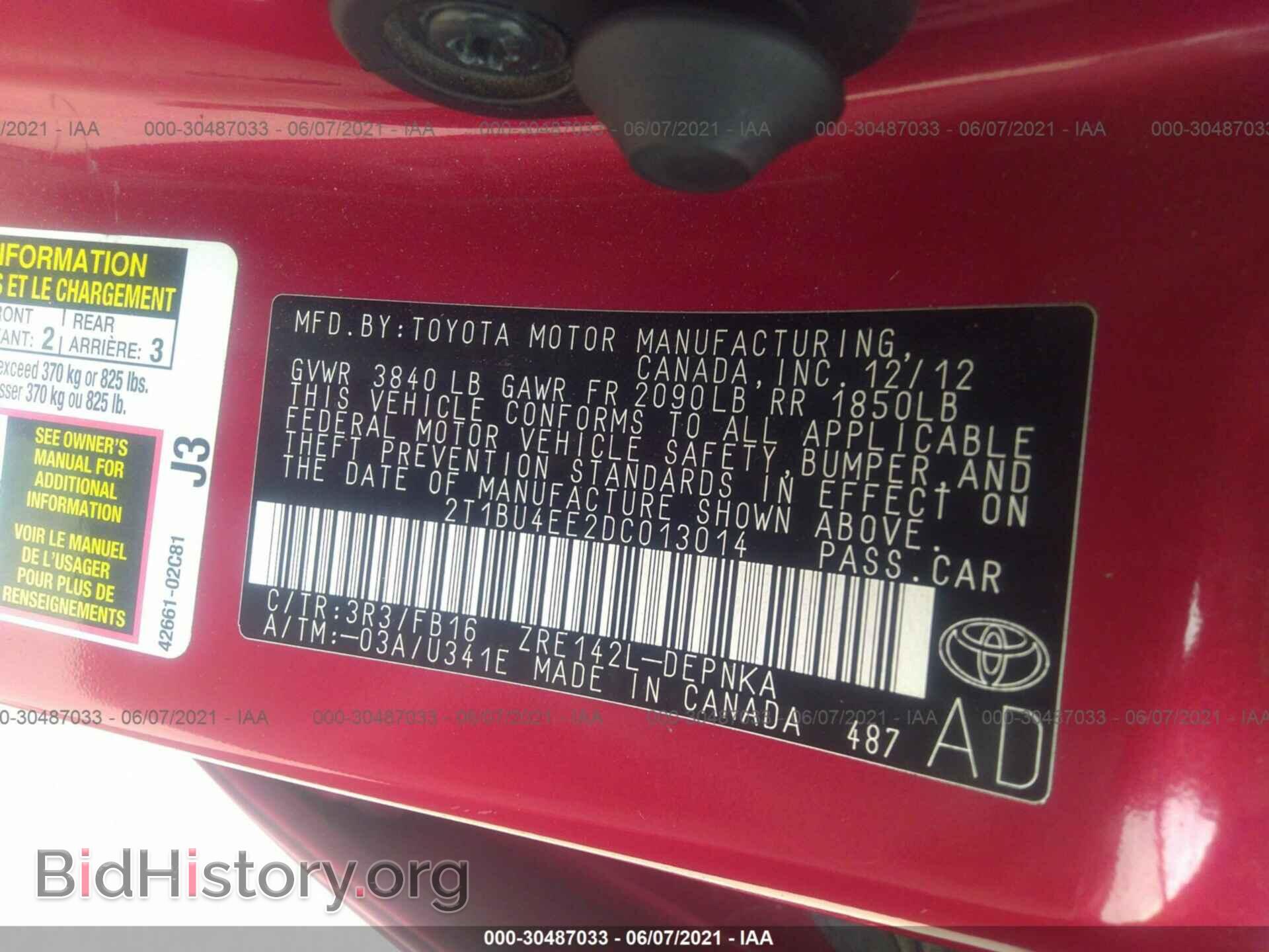 2013 TOYOTA COROLLA - VIN: 2T1BU4EE2DC013014 - Фото 9