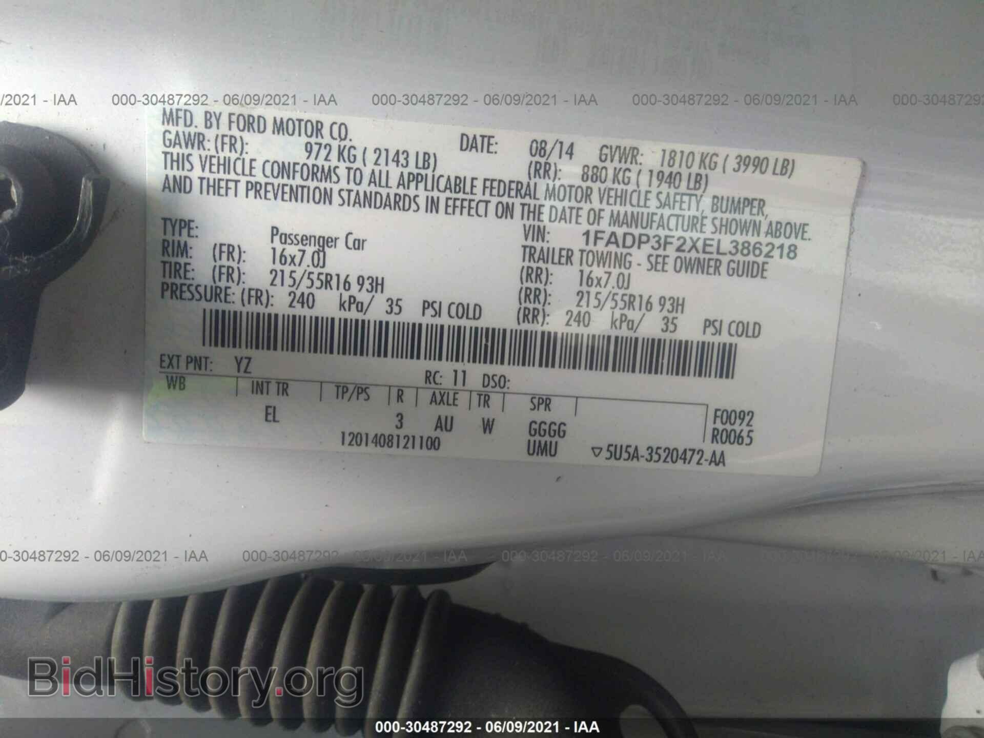 2014 FORD FOCUS - VIN: 1FADP3F2XEL386218 - Фото 9