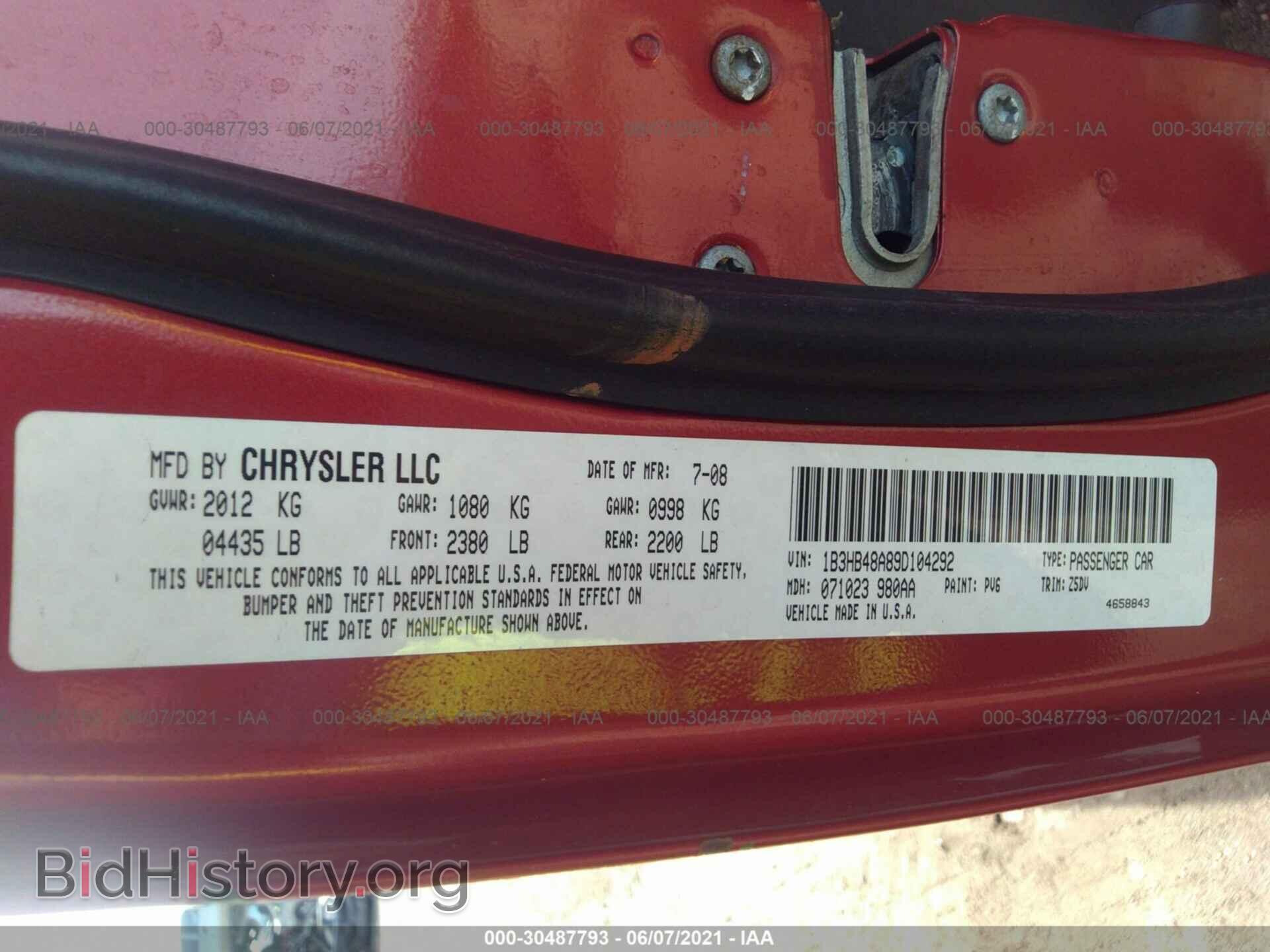 2009 DODGE CALIBER - VIN: 1B3HB48A89D104292 - Photo 9