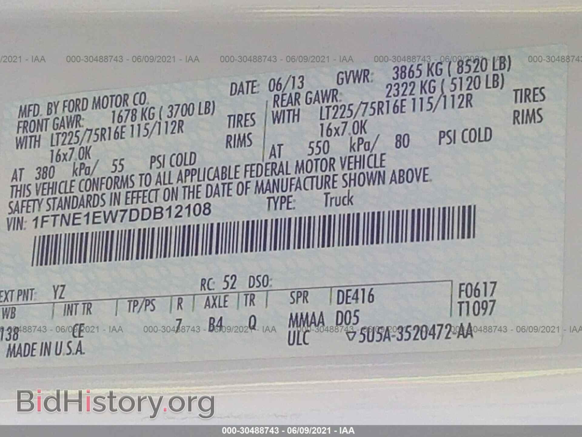 2013 FORD ECONOLINE CARGO VAN - VIN: 1FTNE1EW7DDB12108 - Фото 9