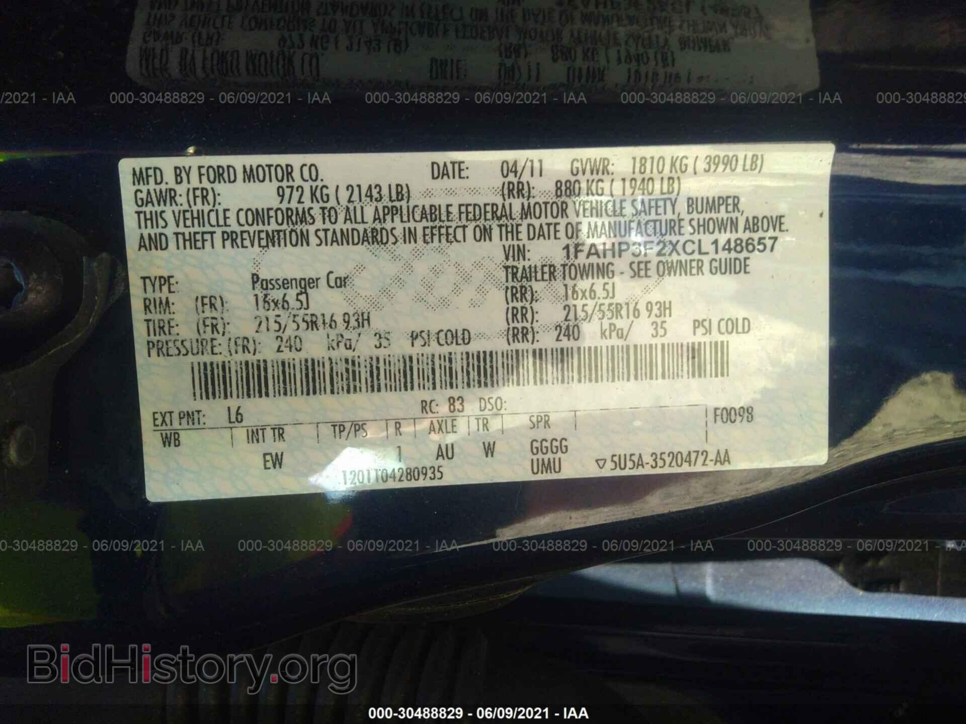 2012 FORD FOCUS - VIN: 1FAHP3F2XCL148657 - Фото 9