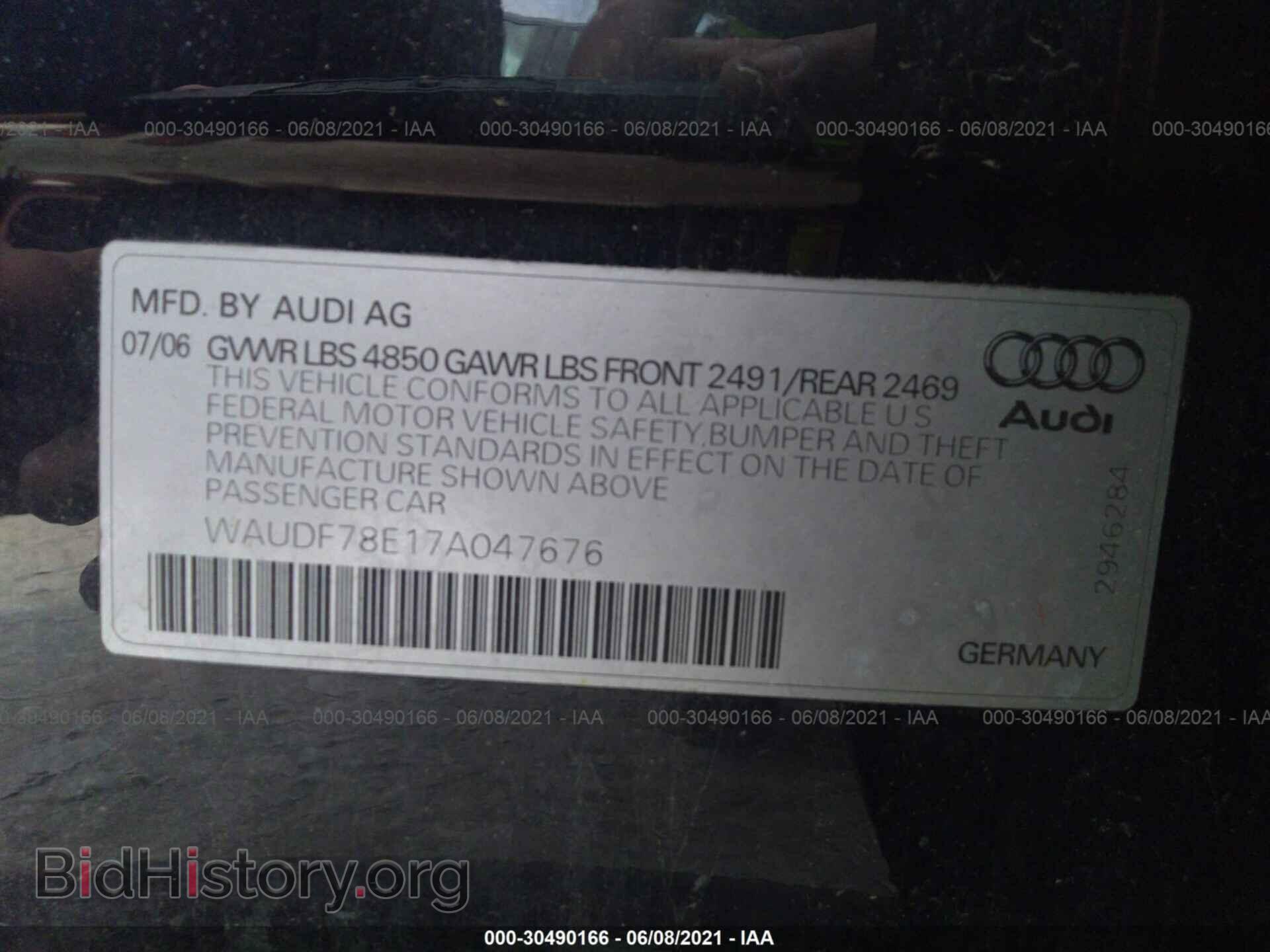 2007 AUDI A4 - VIN: WAUDF78E17A047676 - Photo 9