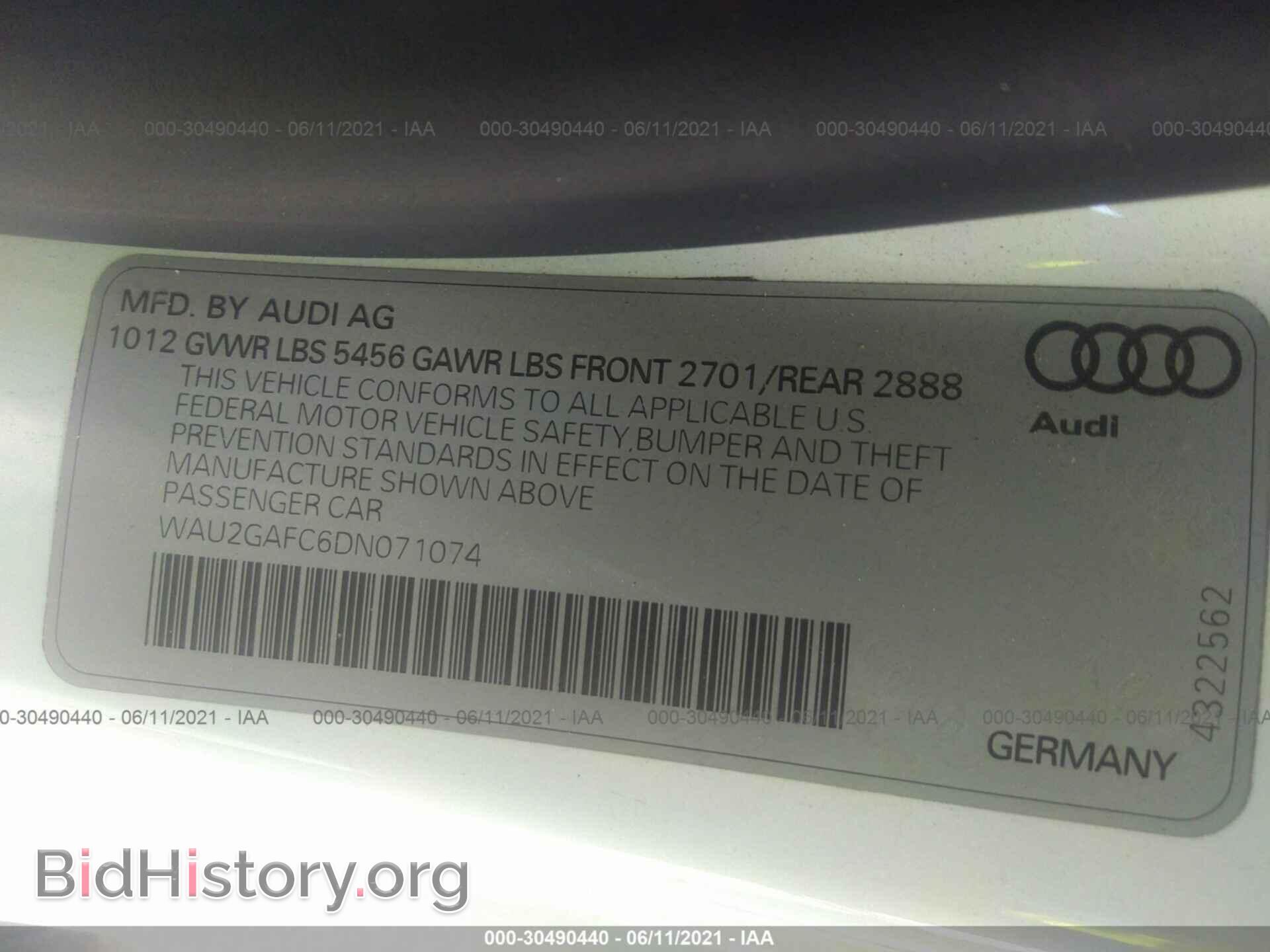2013 AUDI A7 - VIN: WAU2GAFC6DN071074 - Фото 9