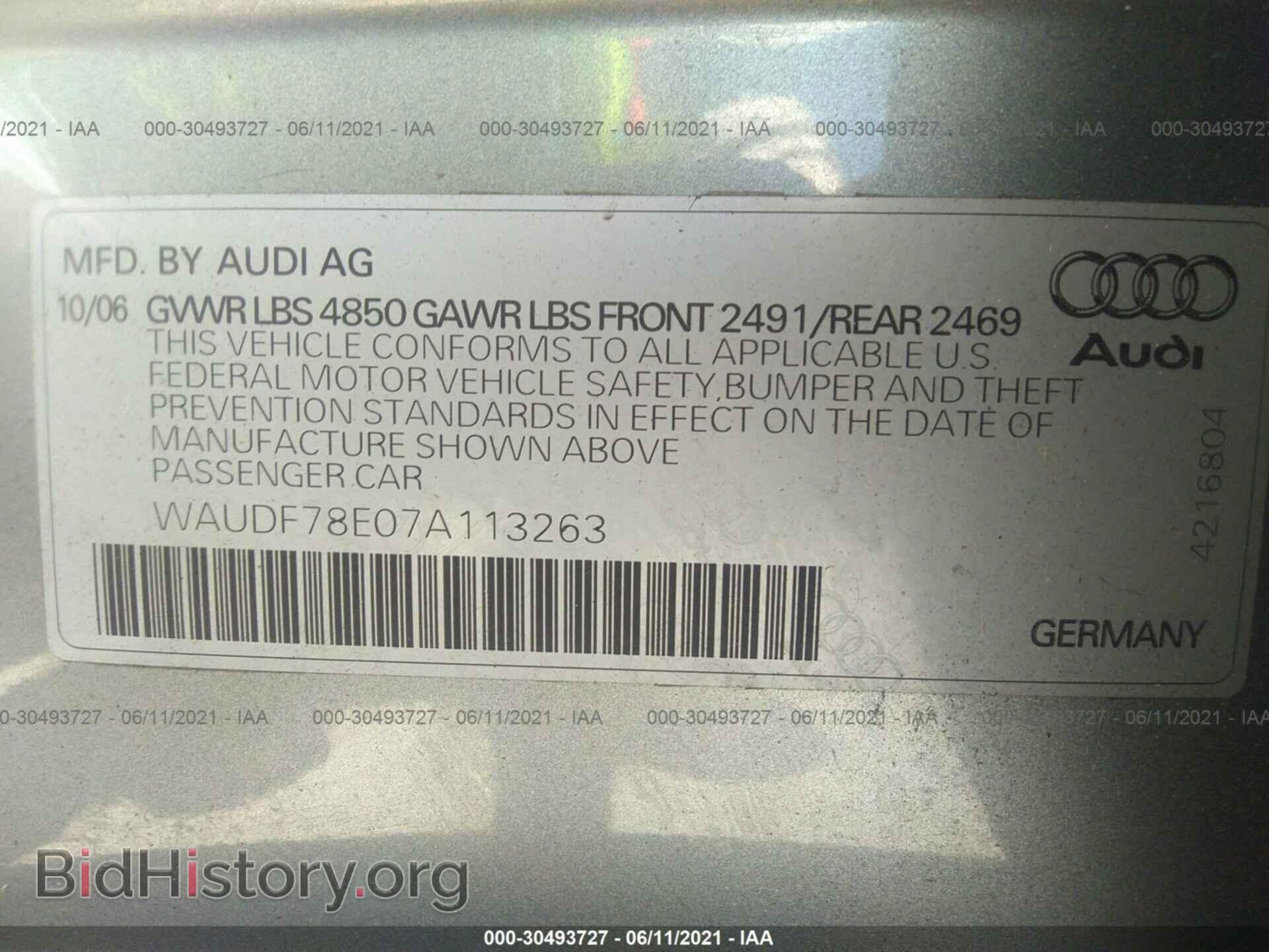 2007 AUDI A4 - VIN: WAUDF78E07A113263 - Photo 9