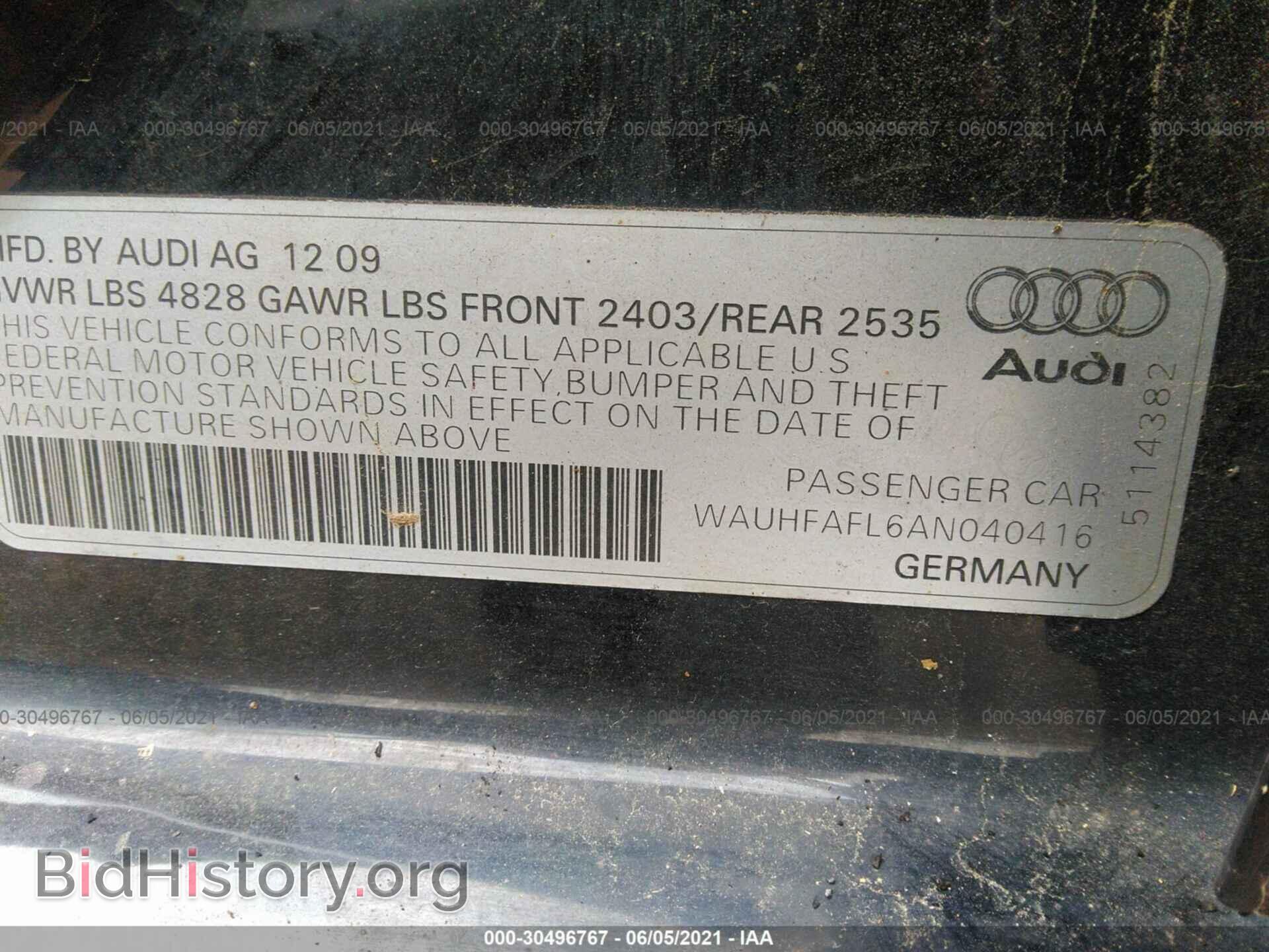 2010 AUDI A4 - VIN: WAUHFAFL6AN040416 - Фото 9