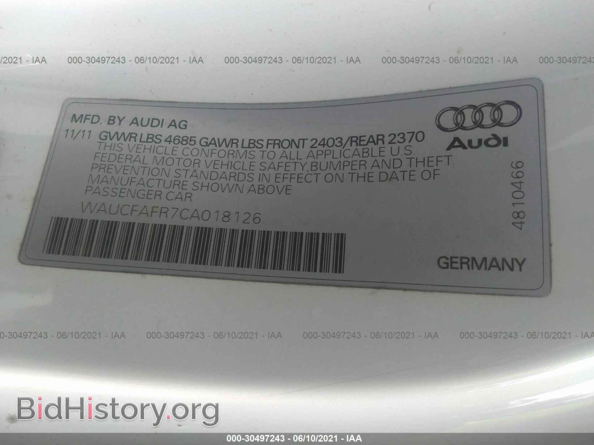 2012 AUDI A5 - VIN: WAUCFAFR7CA018126 - Photo 9