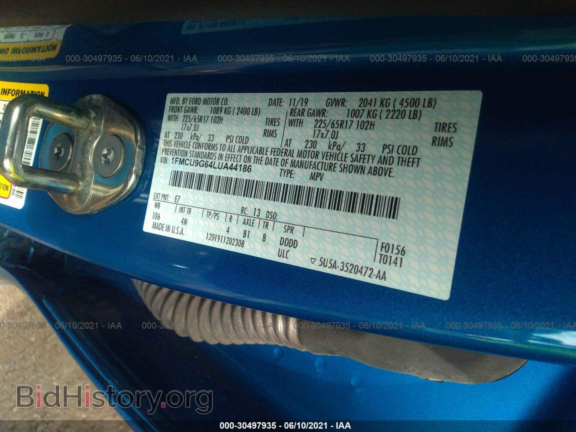 2020 FORD ESCAPE - VIN: 1FMCU9G64LUA44186 - Photo 9