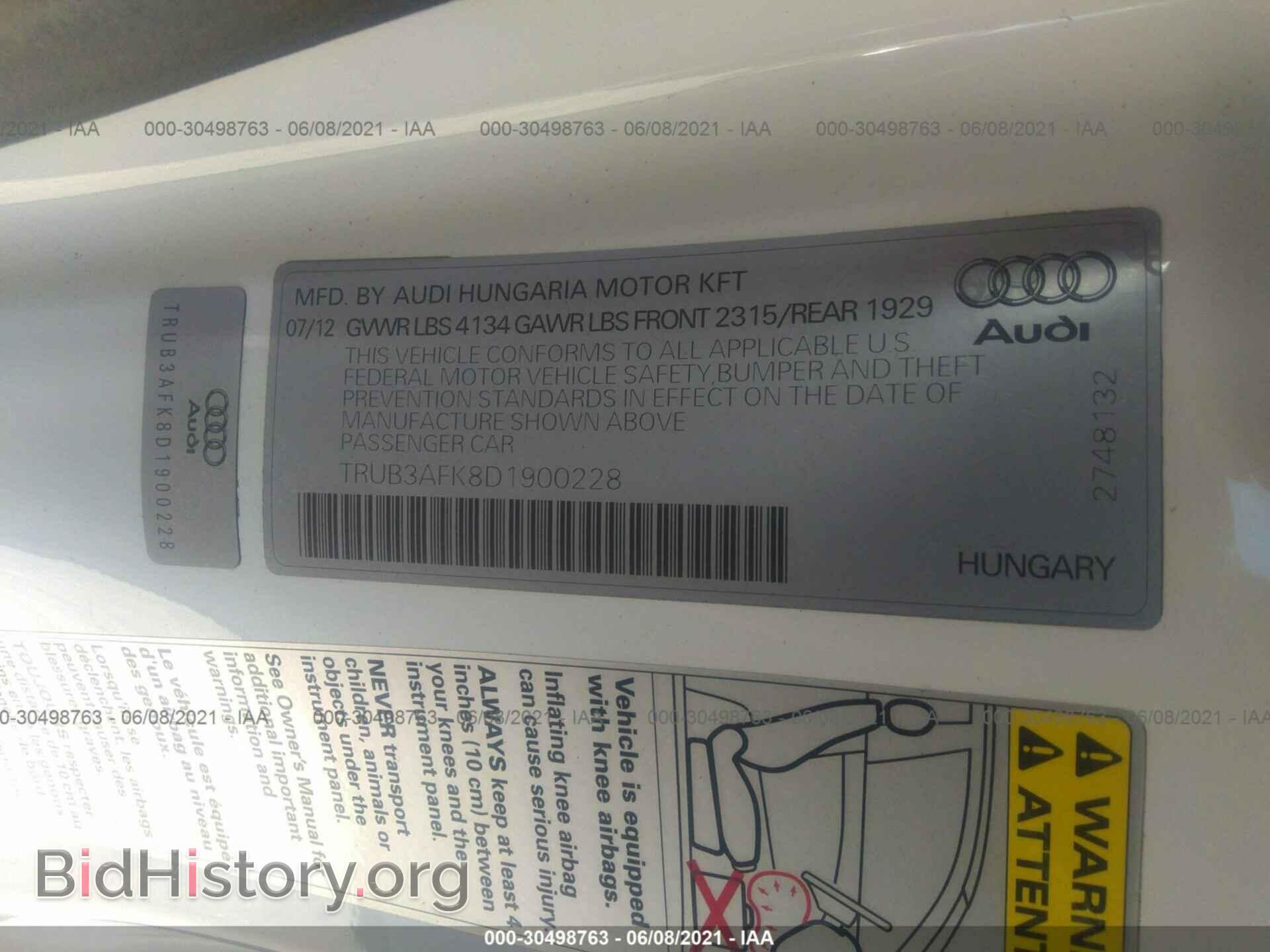2013 AUDI TT RS - VIN: TRUB3AFK8D1900228 - Фото 9