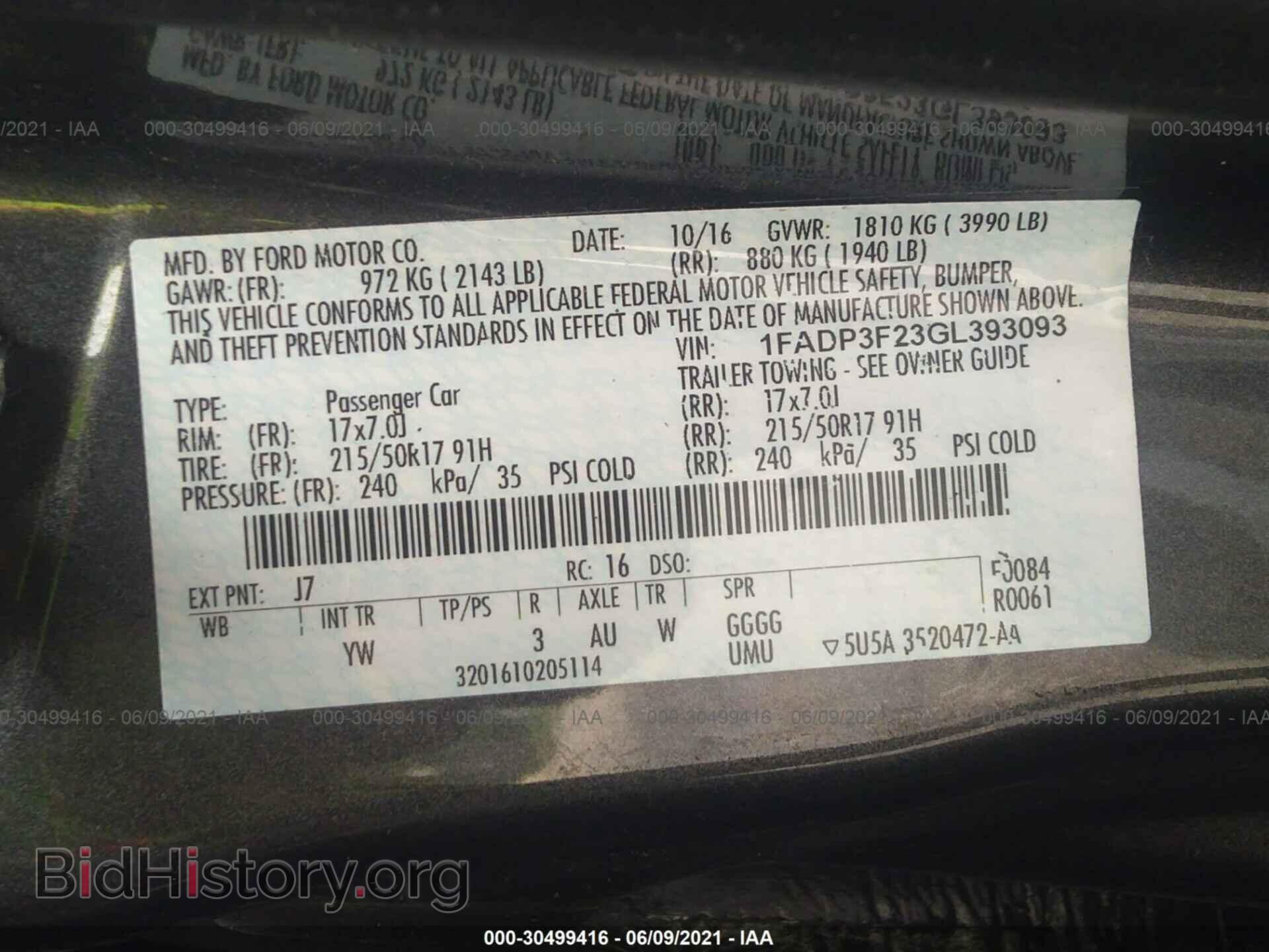 2016 FORD FOCUS - VIN: 1FADP3F23GL393093 - Фото 9