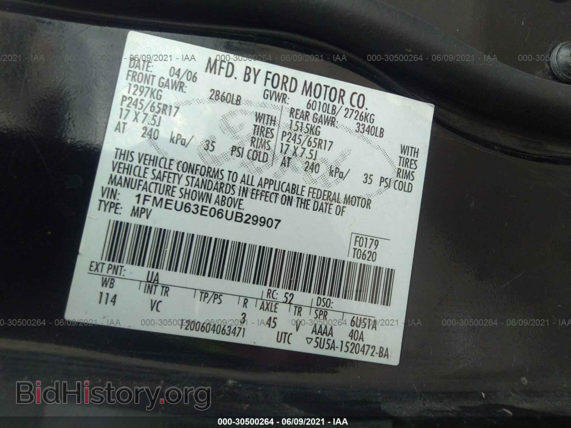 2006 FORD EXPLORER - VIN: 1FMEU63E06UB29907 - Фото 9
