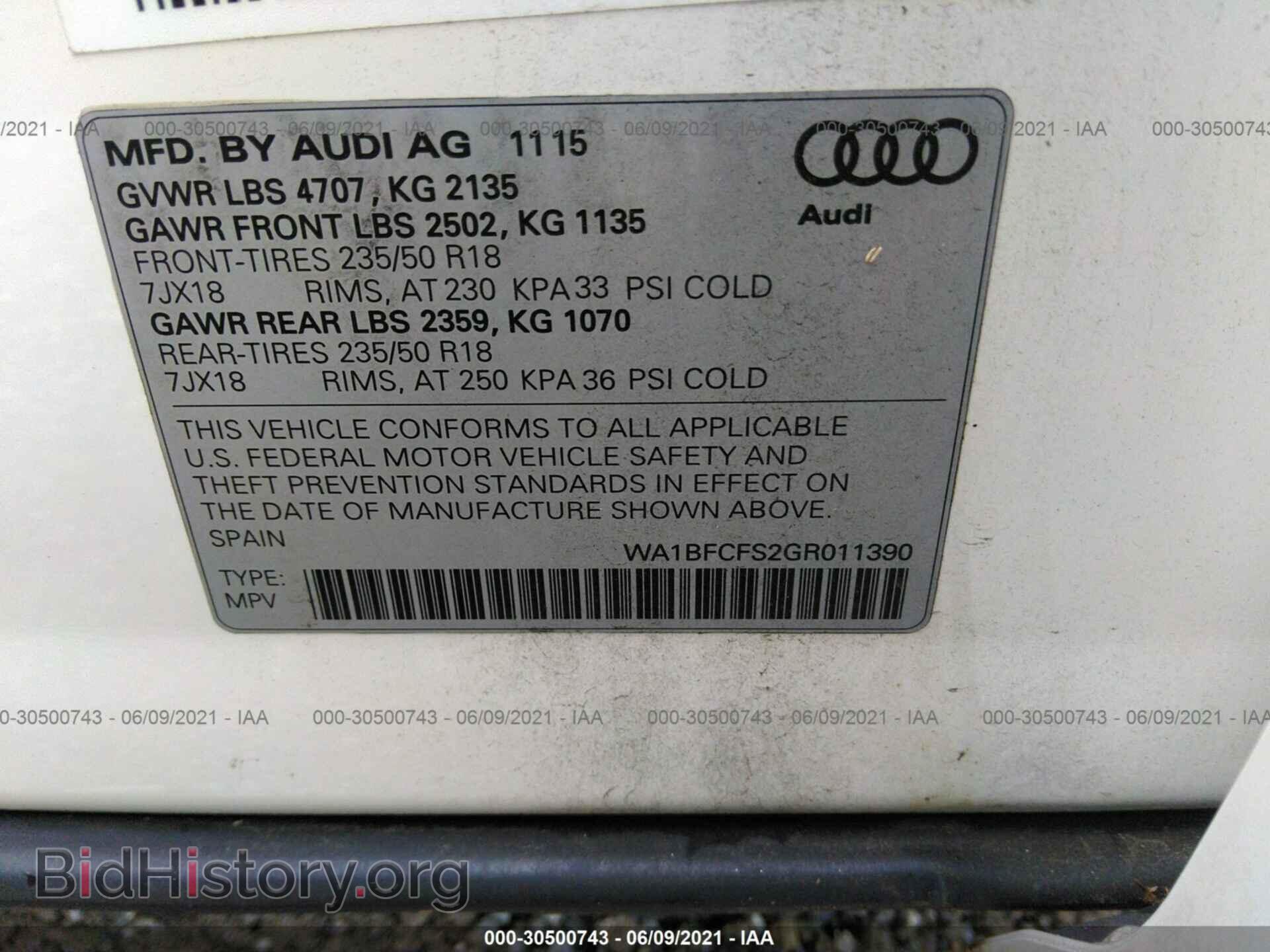 2016 AUDI Q3 - VIN: WA1BFCFS2GR011390 - Photo 9