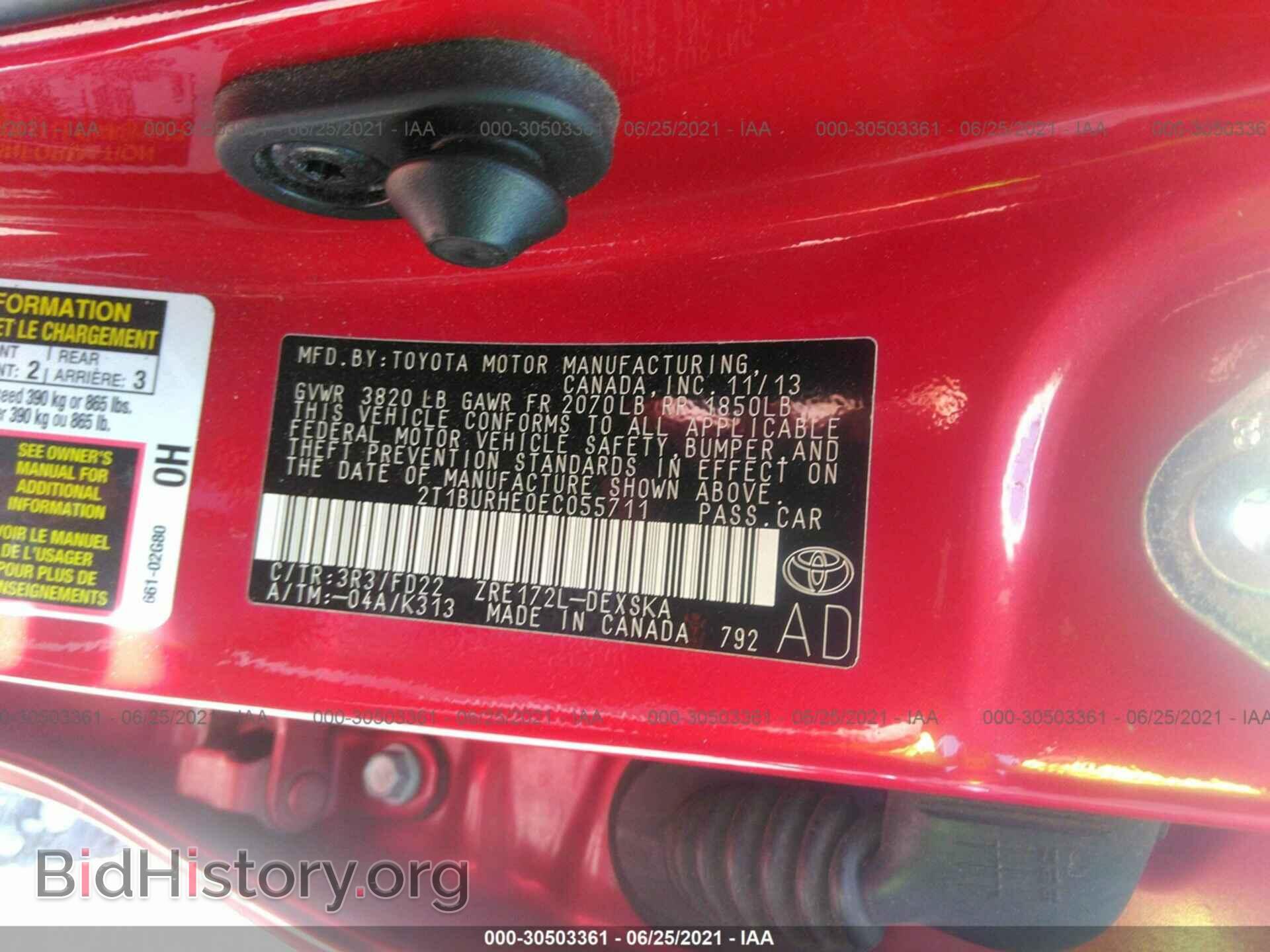 2014 TOYOTA COROLLA - VIN: 2T1BURHE0EC055711 - Фото 9