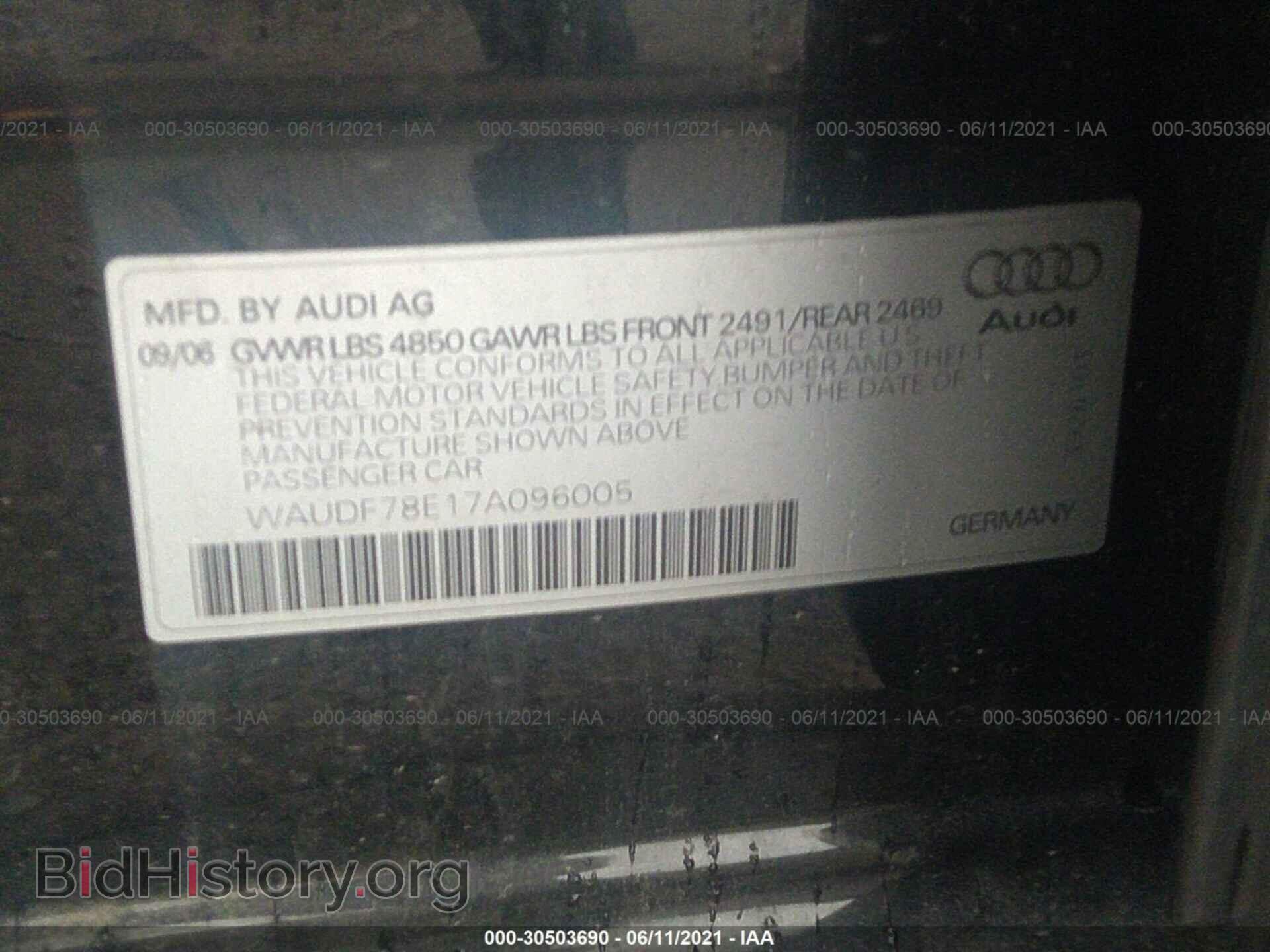 2007 AUDI A4 - VIN: WAUDF78E17A096005 - Фото 9