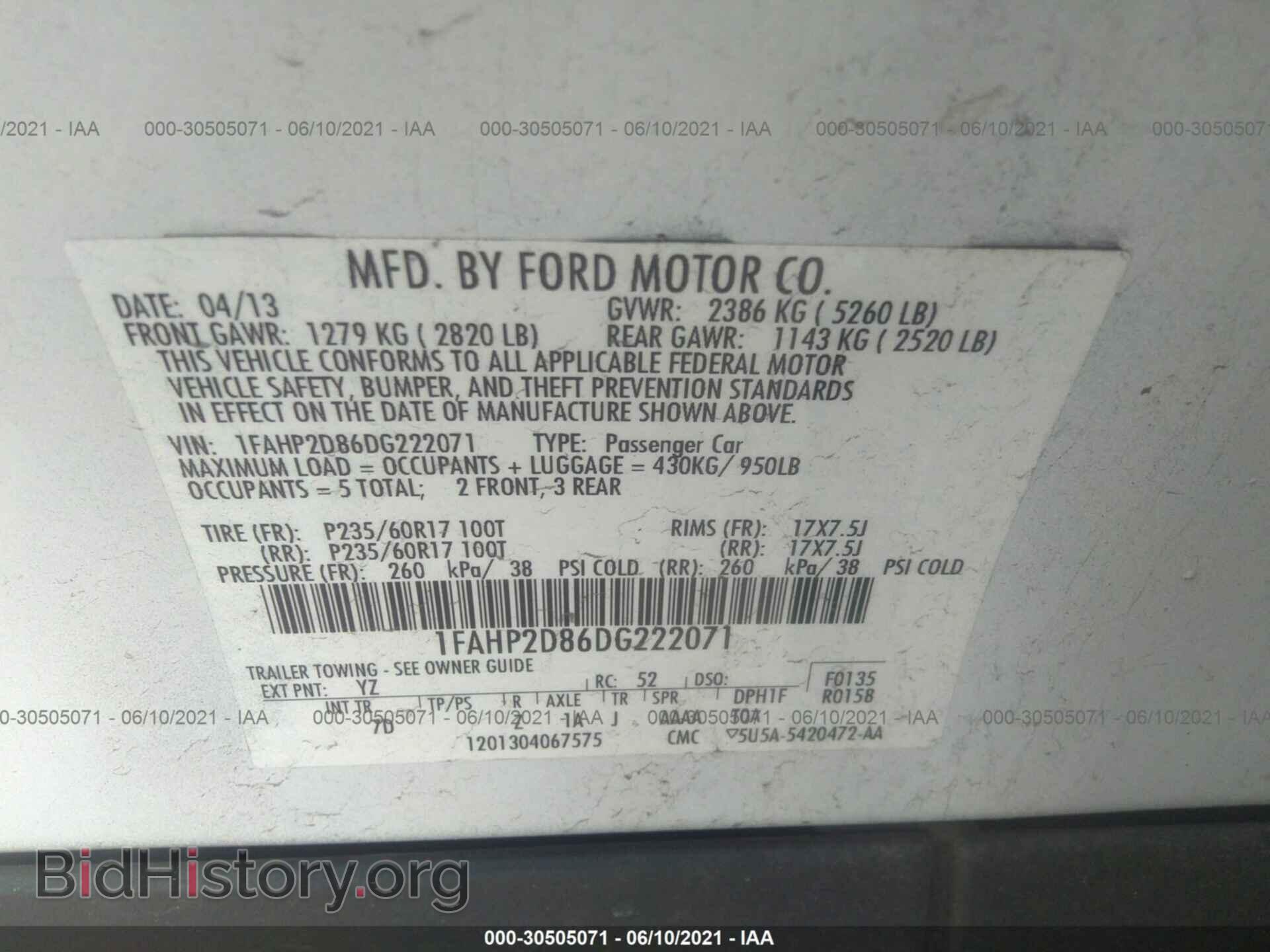 2013 FORD TAURUS - VIN: 1FAHP2D86DG222071 - Photo 9