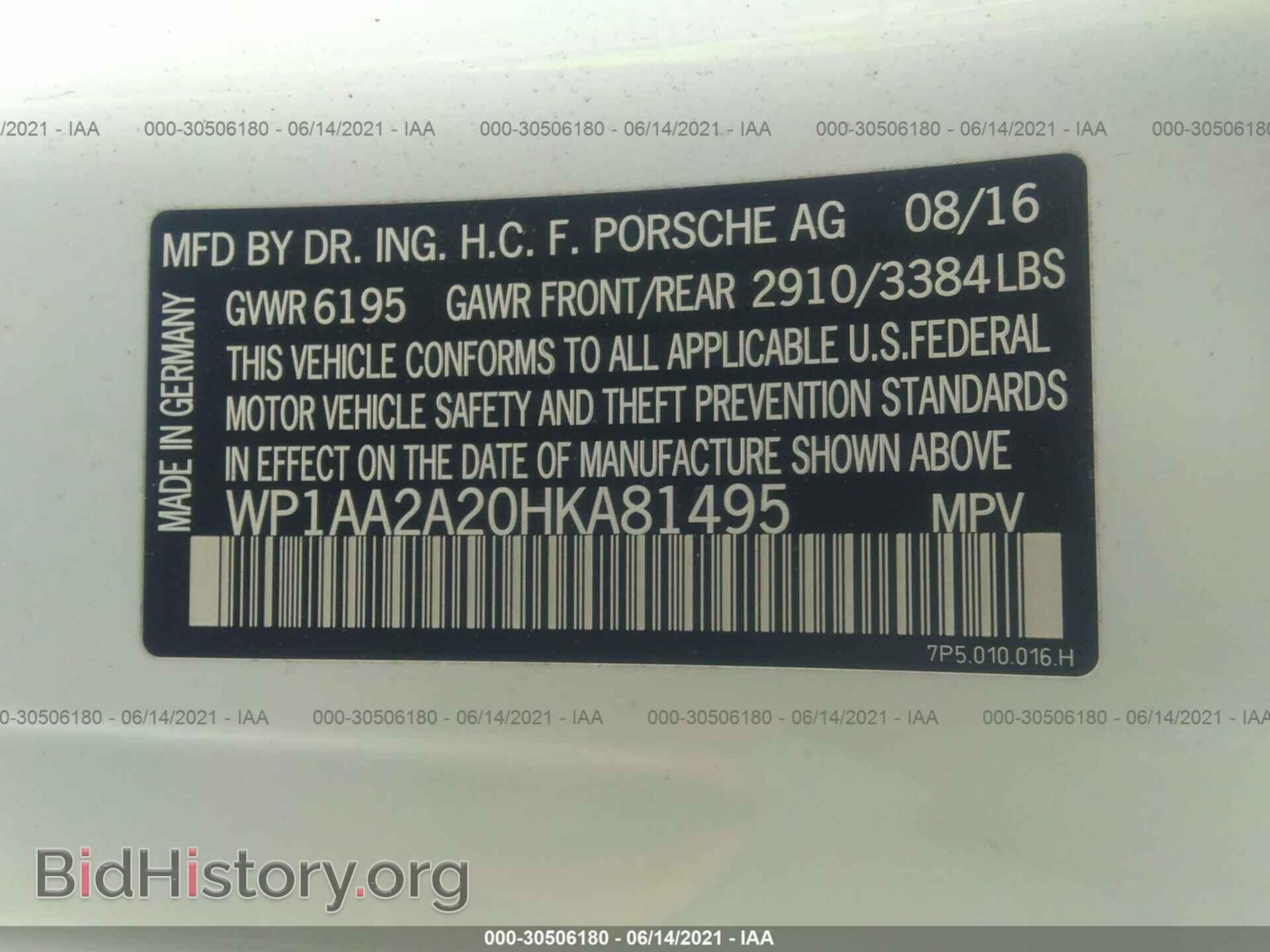 2017 PORSCHE CAYENNE - VIN: WP1AA2A20HKA81495 - Фото 9