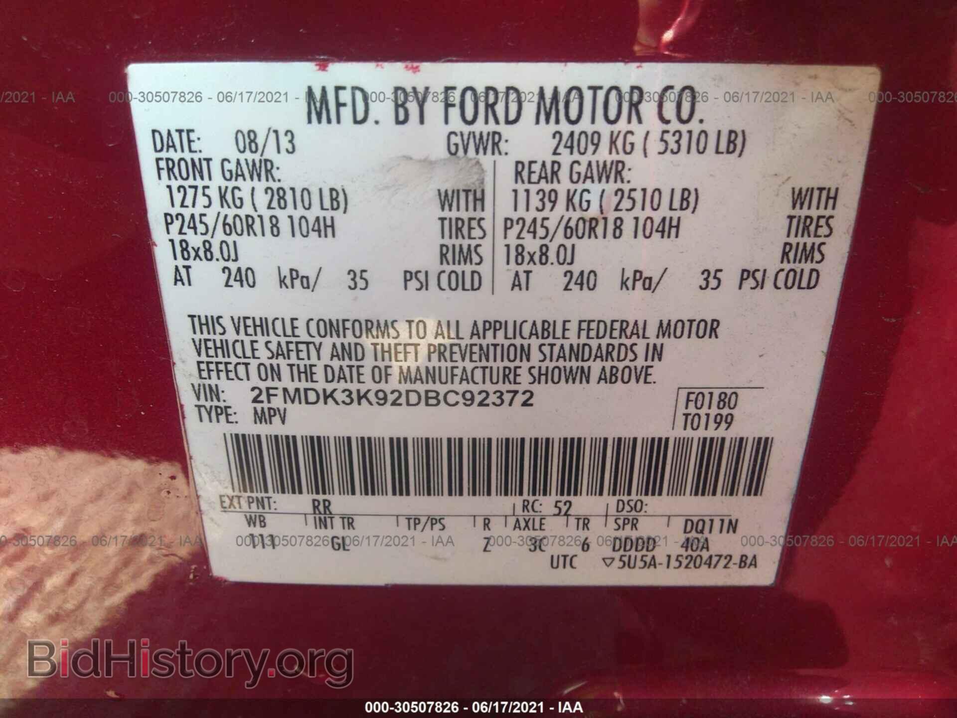 2013 FORD EDGE - VIN: 2FMDK3K92DBC92372 - Photo 9
