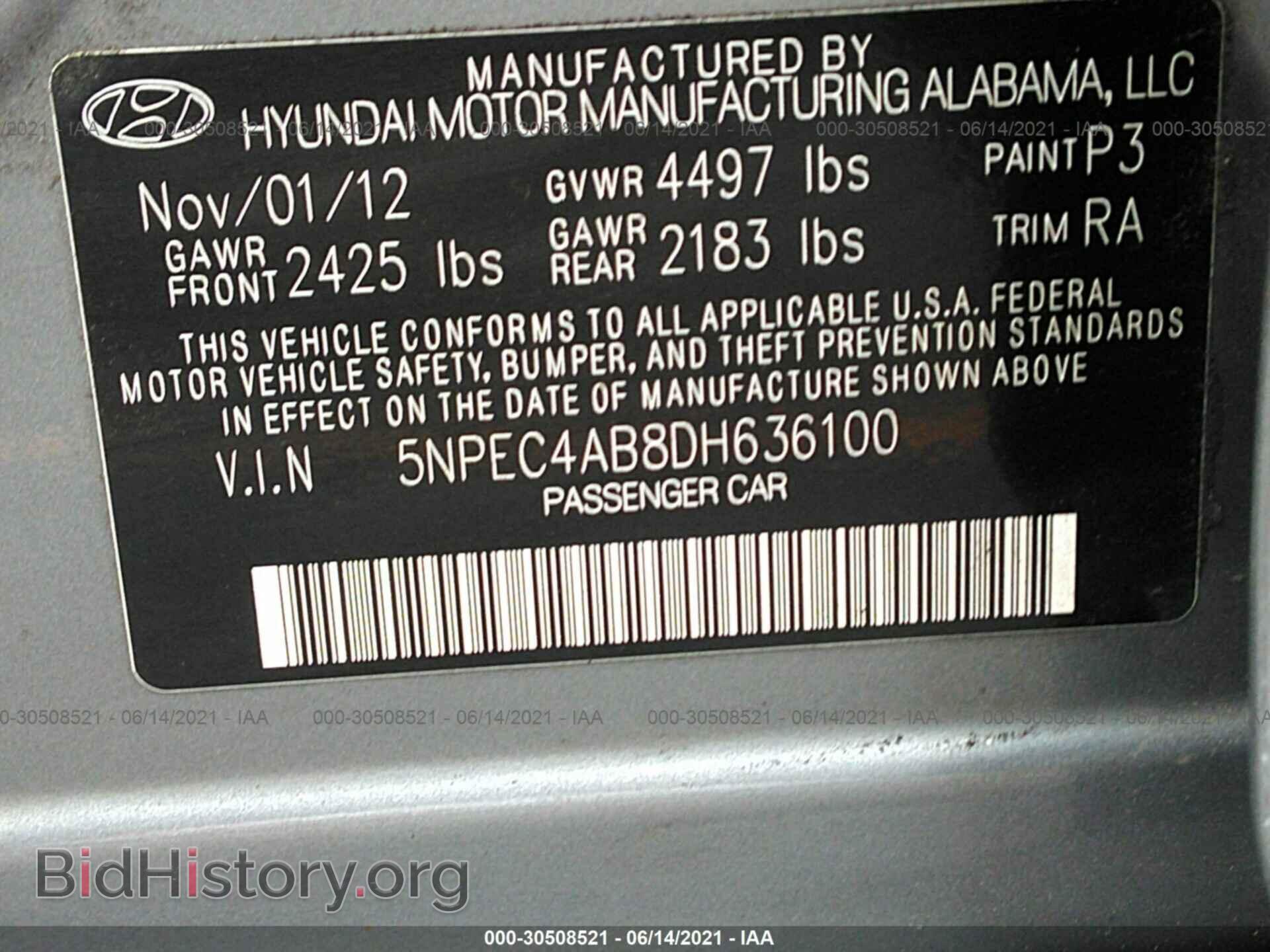 2013 HYUNDAI SONATA - VIN: 5NPEC4AB8DH636100 - Фото 9