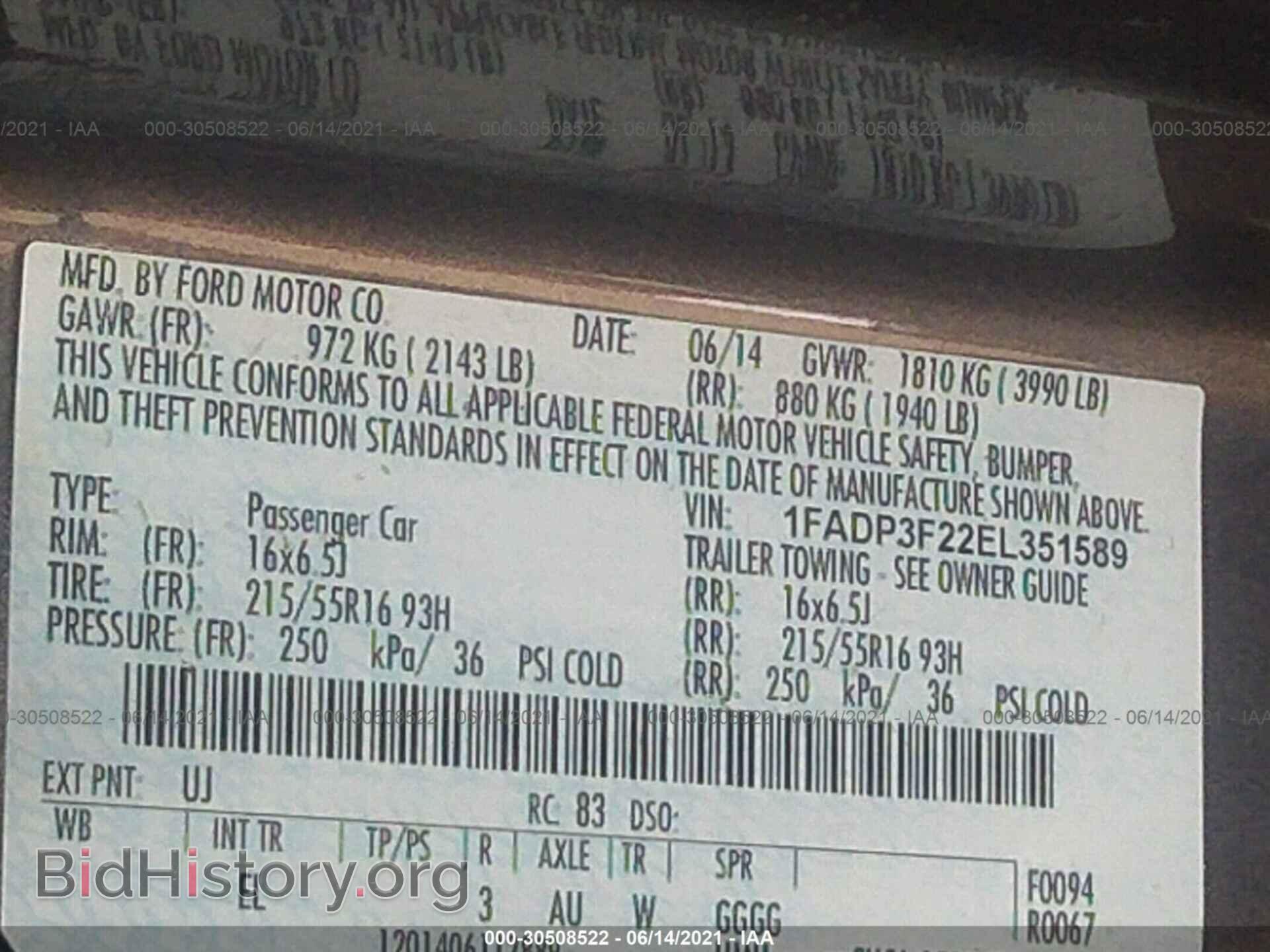 2014 FORD FOCUS - VIN: 1FADP3F22EL351589 - Photo 9