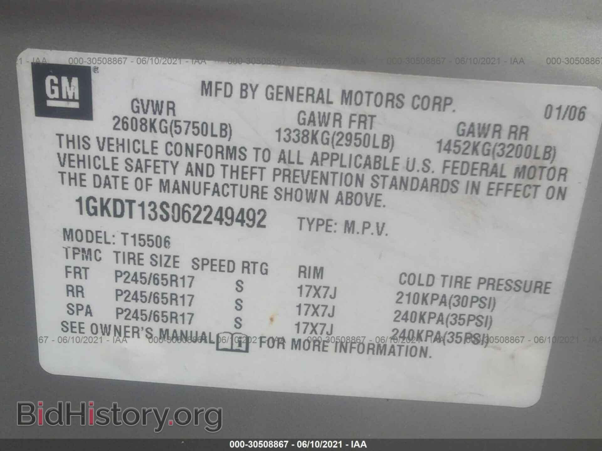 2006 GMC ENVOY - VIN: 1GKDT13S062249492 - Фото 9