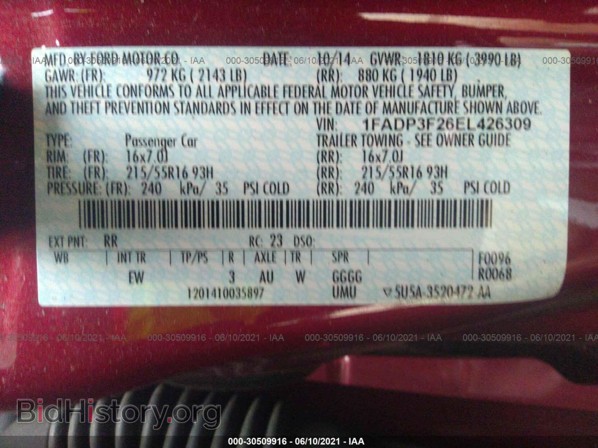 2014 FORD FOCUS - VIN: 1FADP3F26EL426309 - Фото 9