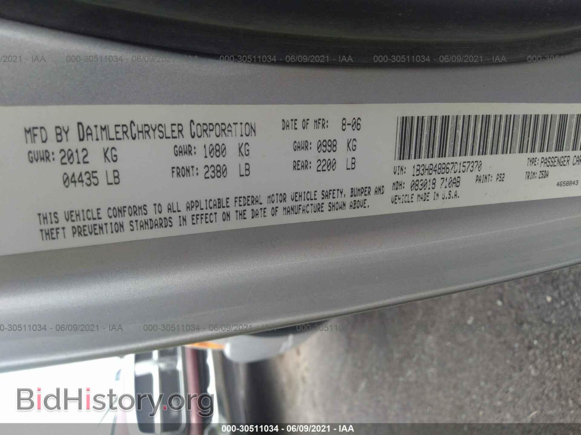 2007 DODGE CALIBER - VIN: 1B3HB48B67D157370 - Фото 9