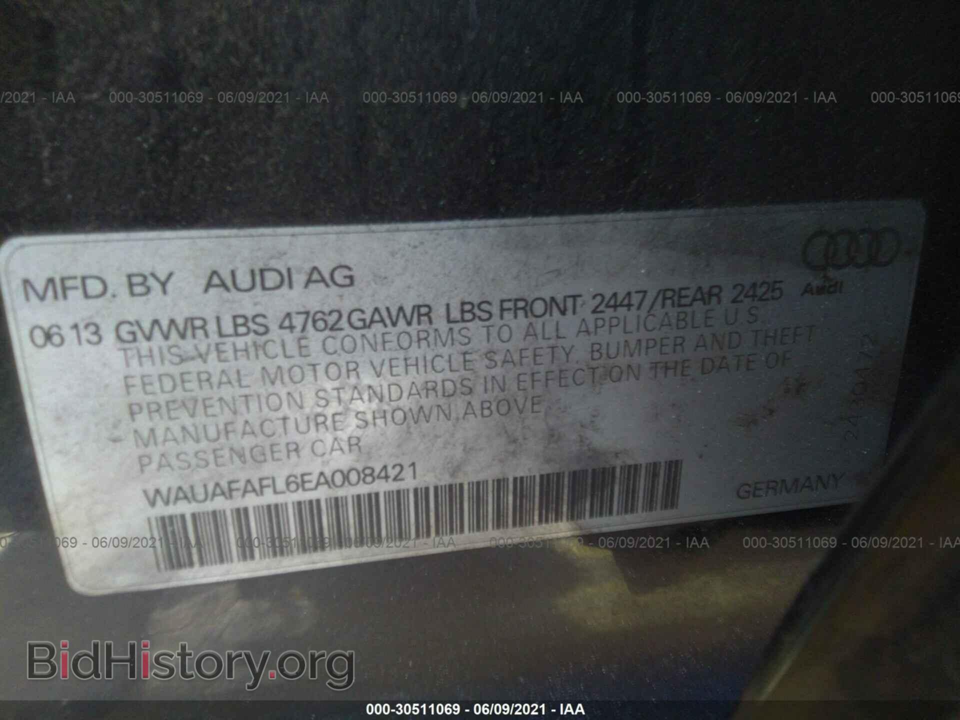 2014 AUDI A4 - VIN: WAUAFAFL6EA008421 - Фото 9