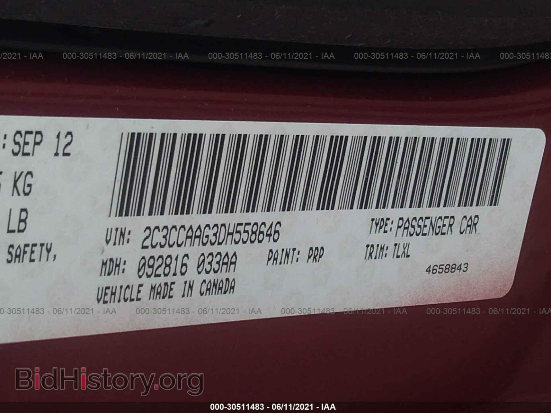 2013 CHRYSLER 300 - VIN: 2C3CCAAG3DH558646 - Фото 9