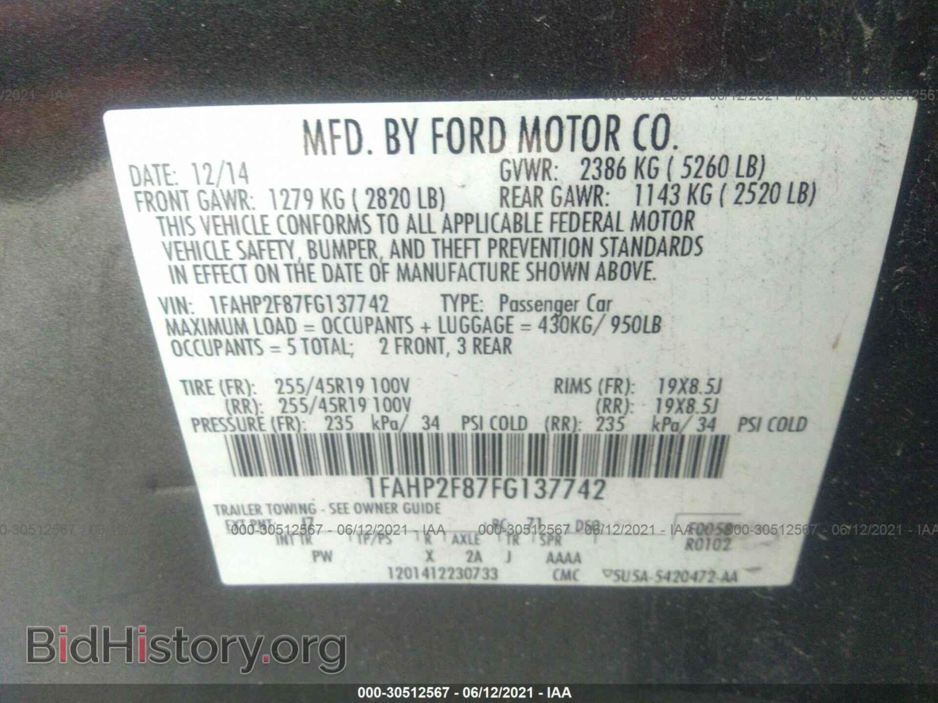 2015 FORD TAURUS - VIN: 1FAHP2F87FG137742 - Photo 9