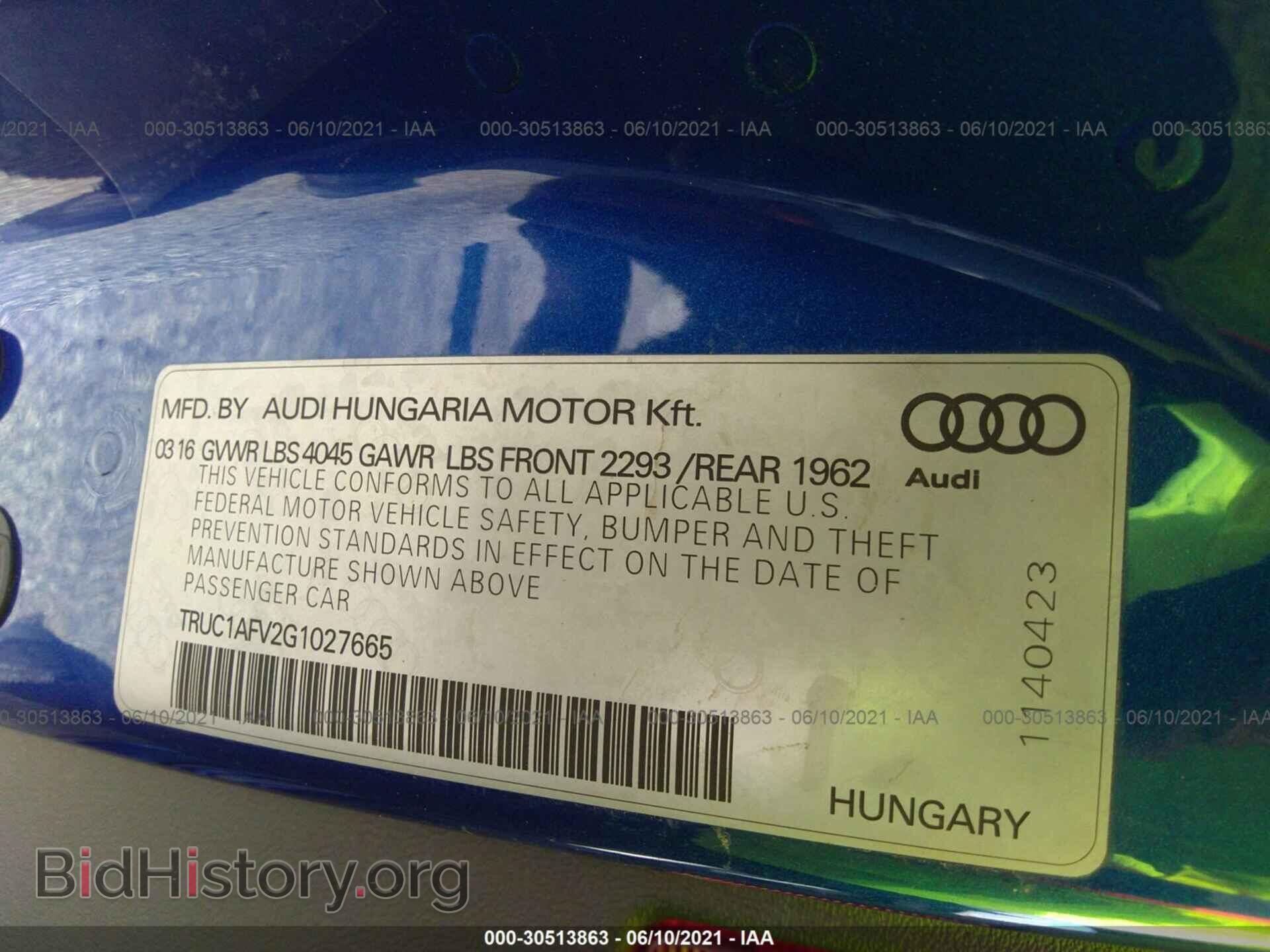 2016 AUDI TTS - VIN: TRUC1AFV2G1027665 - Фото 9