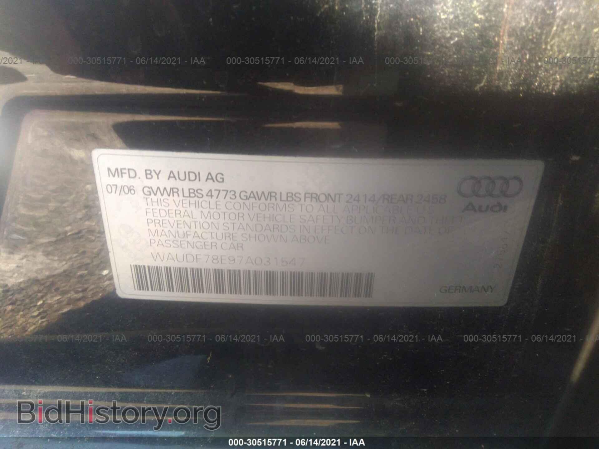 2007 AUDI A4 - VIN: WAUDF78E97A031547 - Photo 9