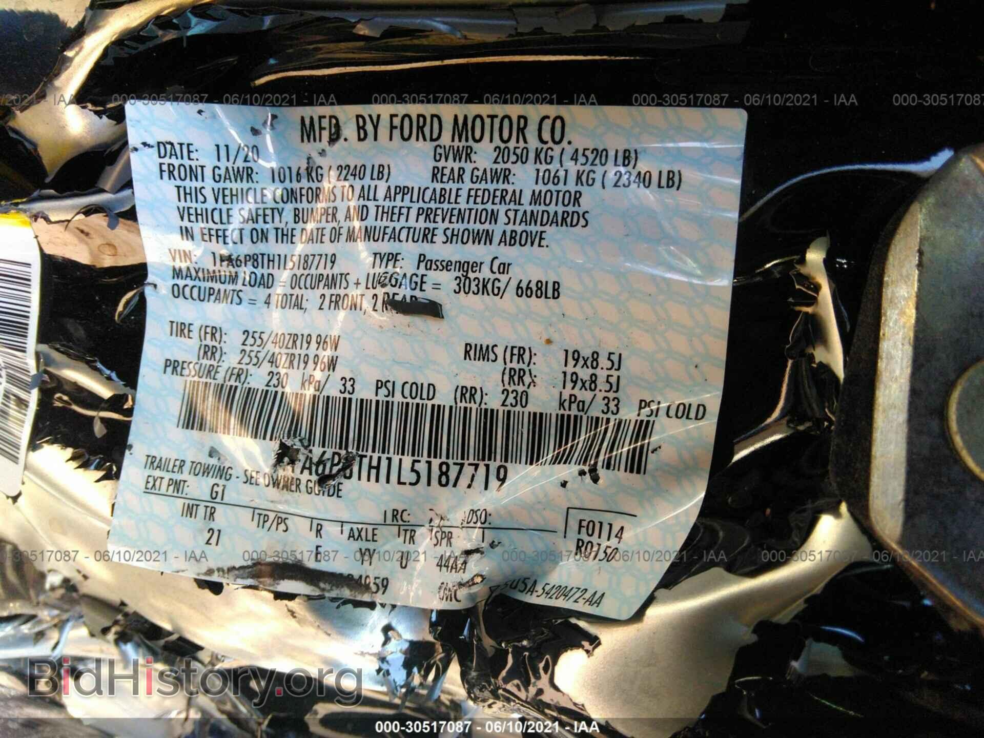 2020 FORD MUSTANG - VIN: 1FA6P8TH1L5187719 - Фото 9