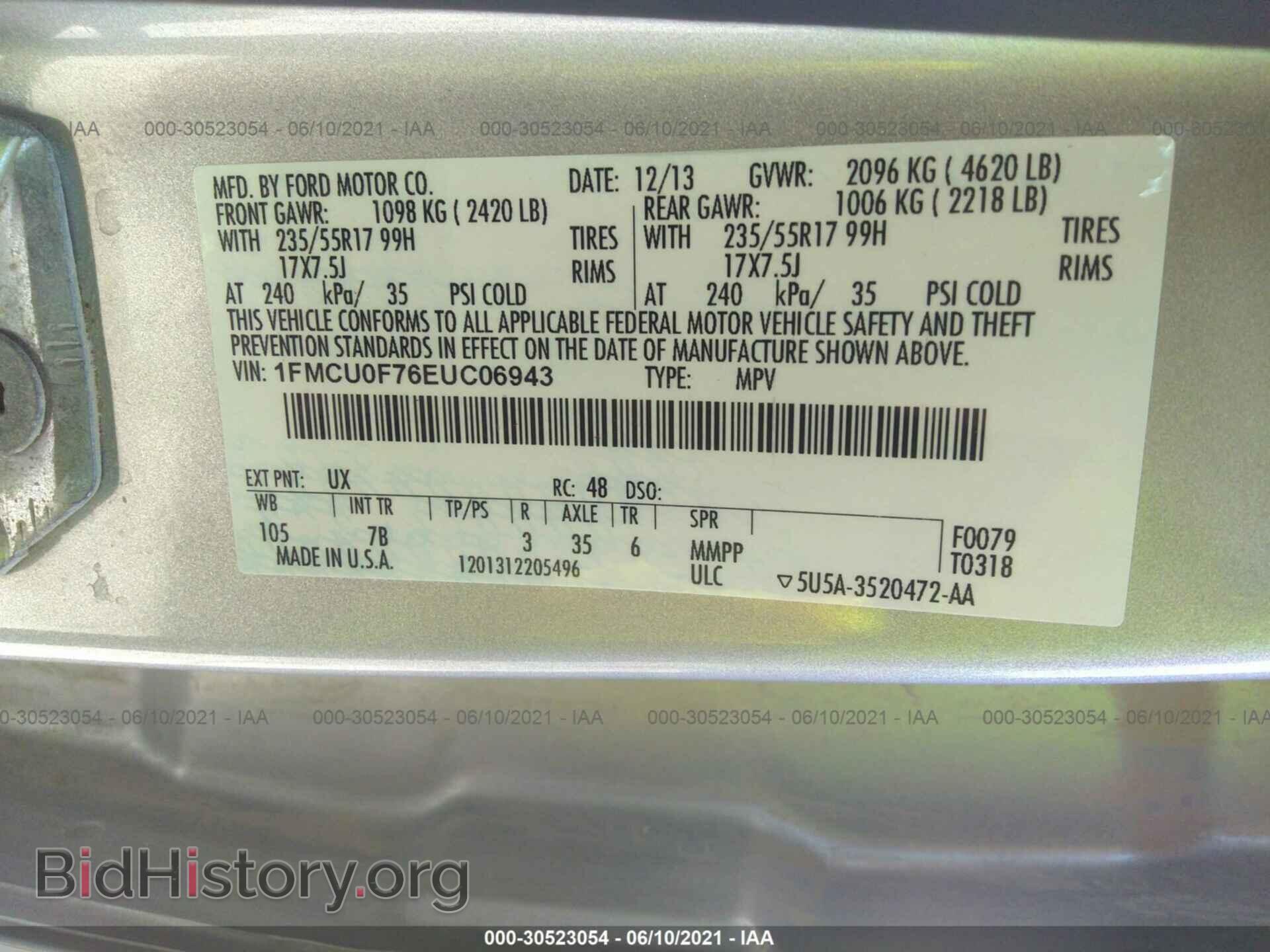 2014 FORD ESCAPE - VIN: 1FMCU0F76EUC06943 - Photo 9