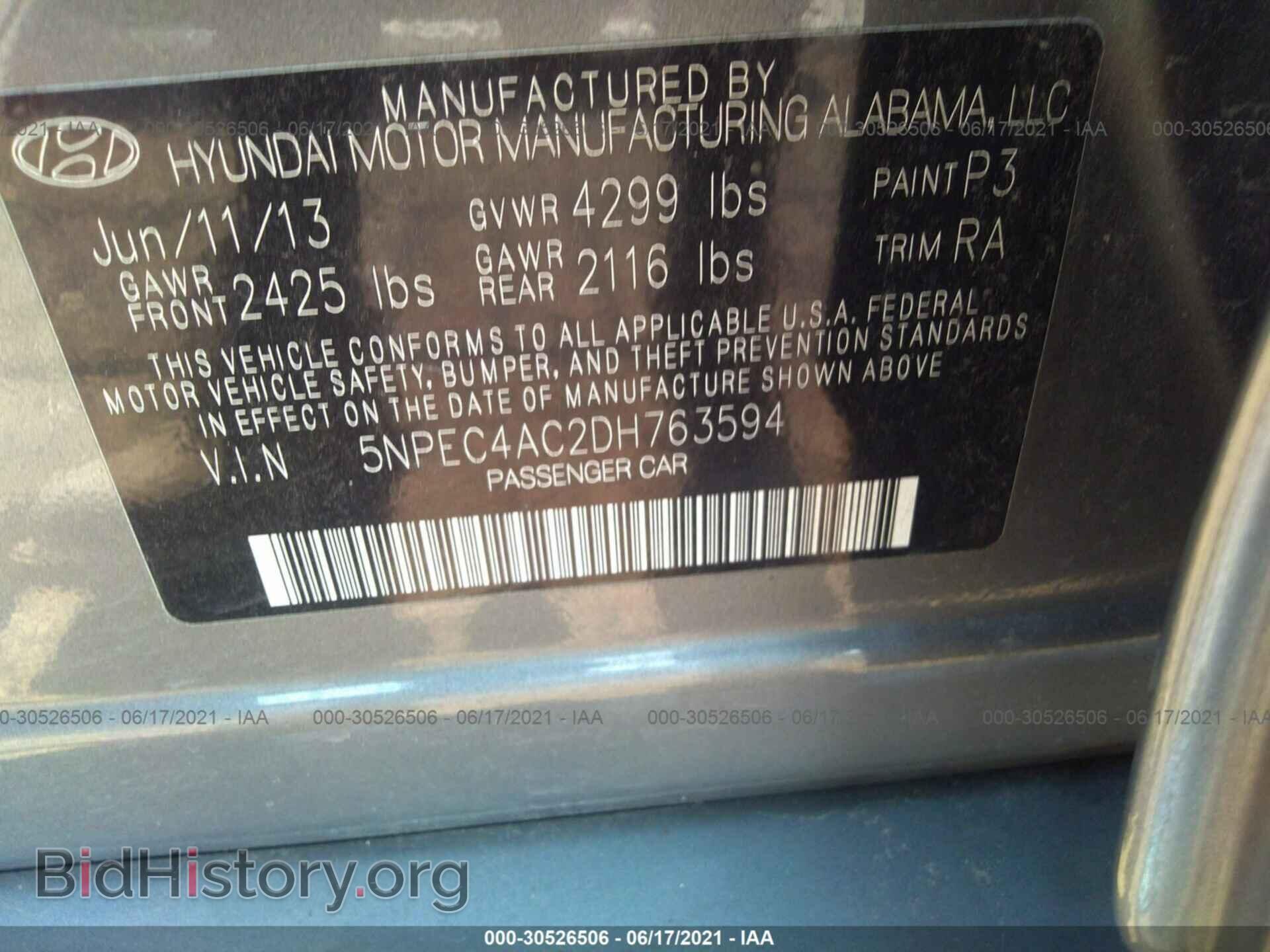 2013 HYUNDAI SONATA - VIN: 5NPEC4AC2DH763594 - Фото 9