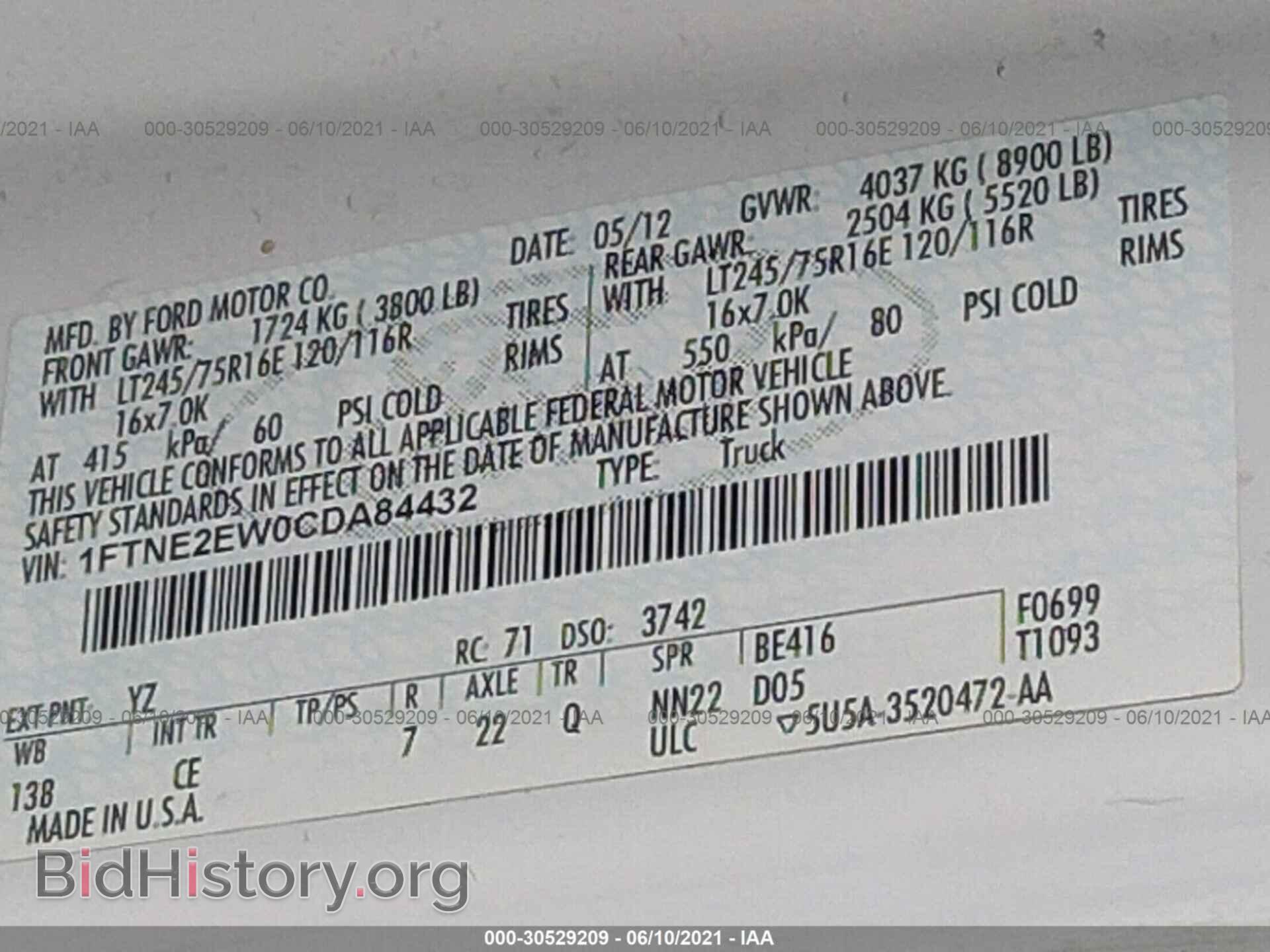 2012 FORD ECONOLINE CARGO VAN - VIN: 1FTNE2EW0CDA84432 - Фото 9