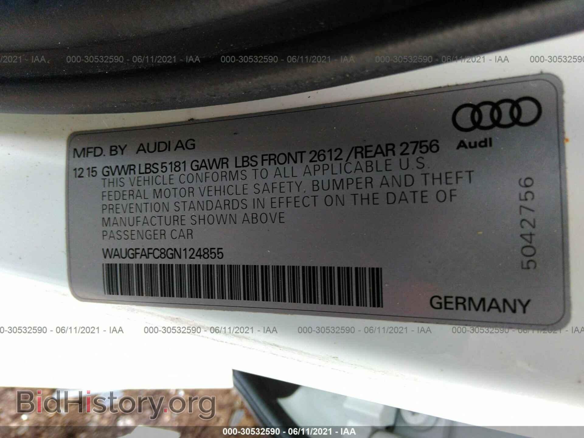 2016 AUDI A6 - VIN: WAUGFAFC8GN124855 - Фото 9