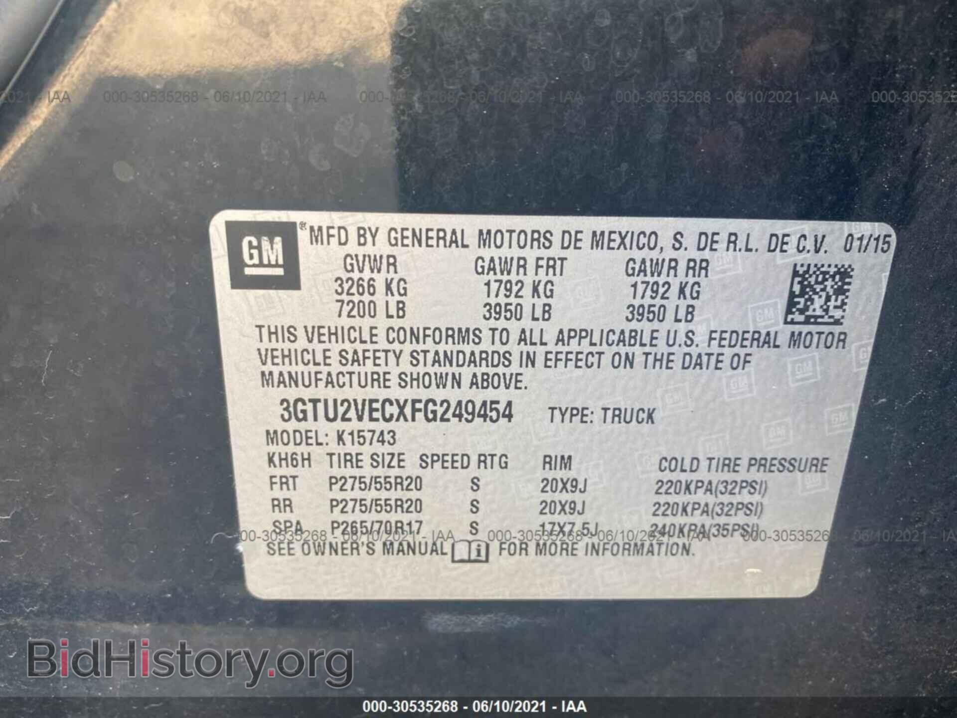 2015 GMC SIERRA 1500 - VIN: 3GTU2VECXFG249454 - Фото 9