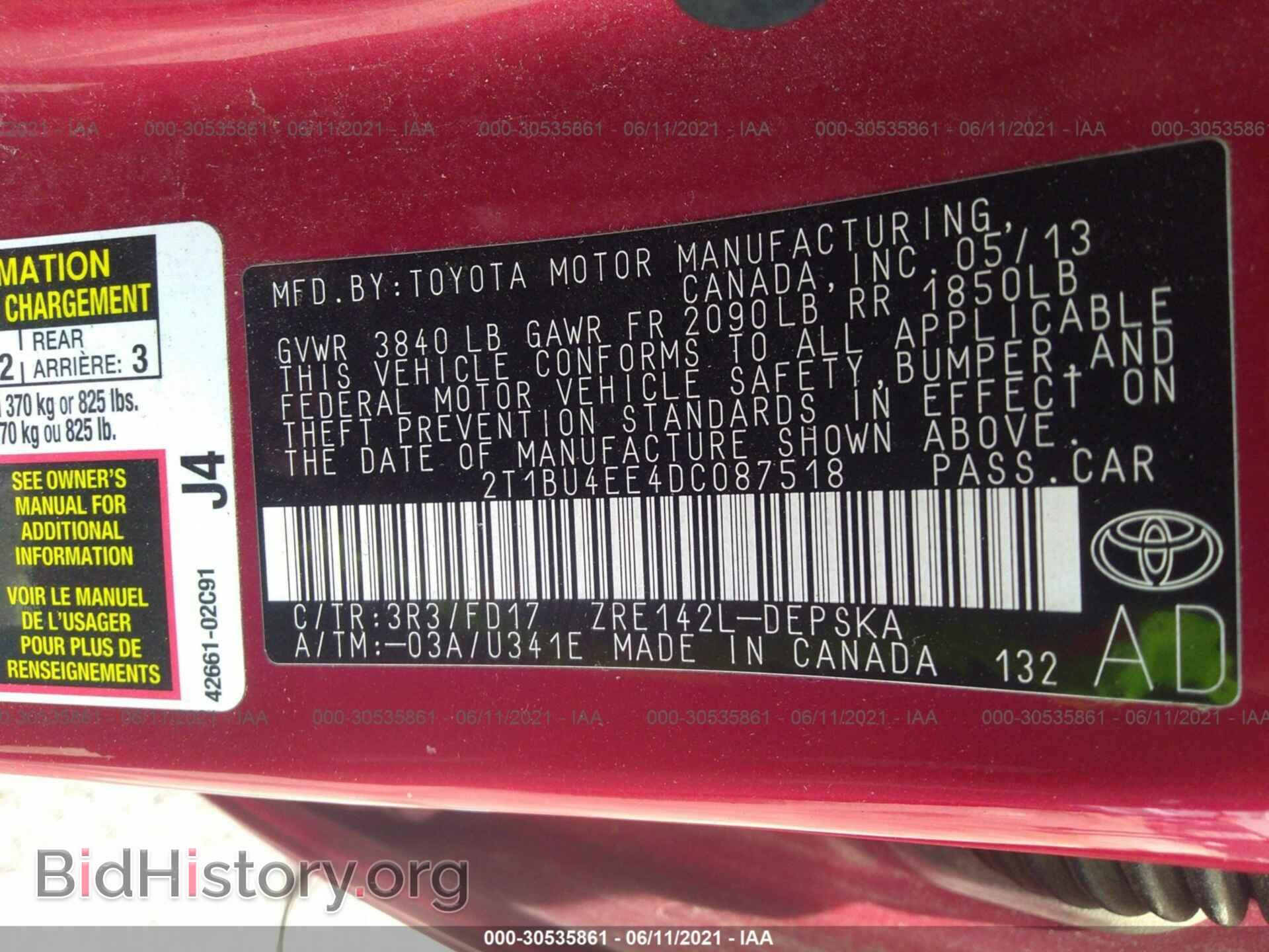 2013 TOYOTA COROLLA - VIN: 2T1BU4EE4DC087518 - Фото 9