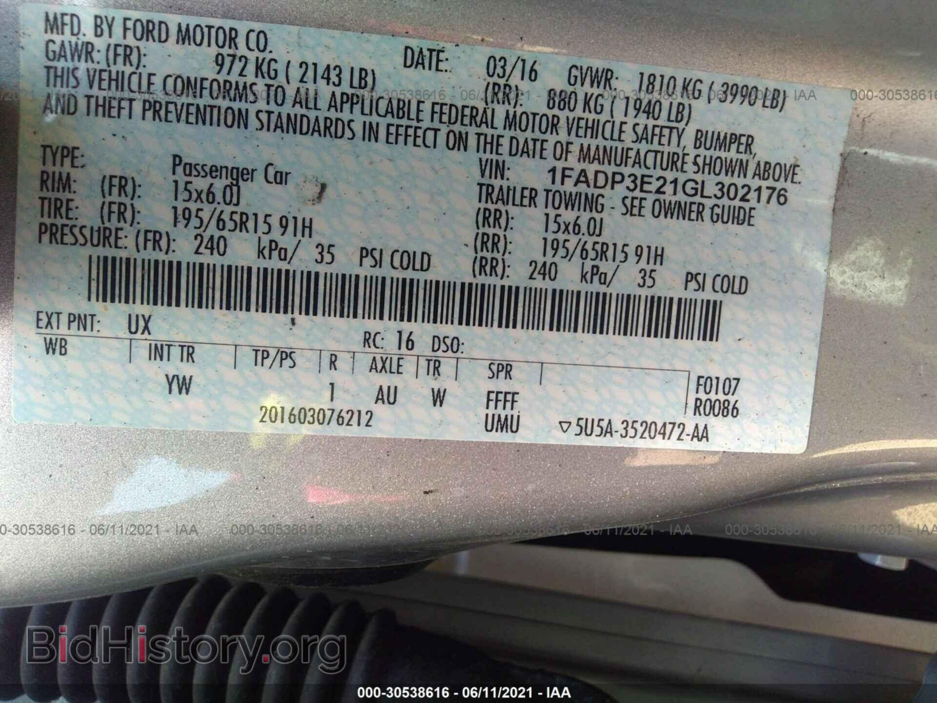2016 FORD FOCUS - VIN: 1FADP3E21GL302176 - Фото 9
