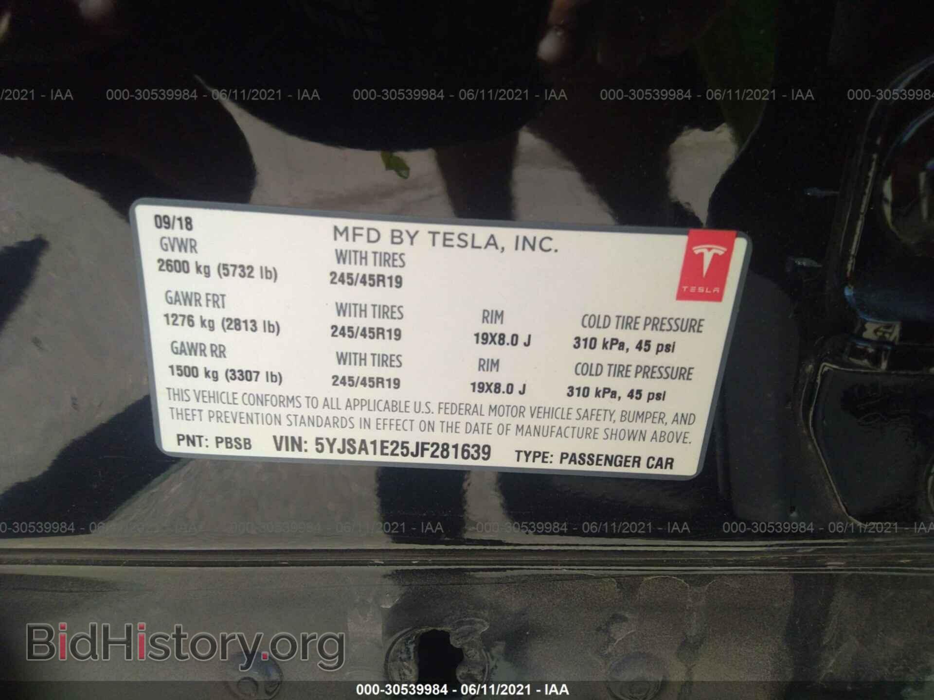 2018 TESLA MODEL S - VIN: 5YJSA1E25JF281639 - Photo 9
