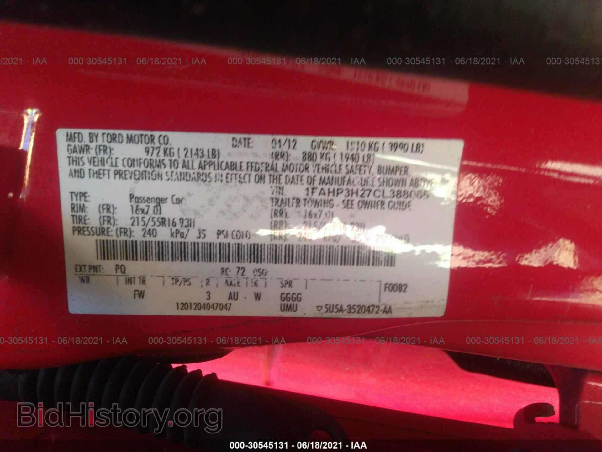 2012 FORD FOCUS - VIN: 1FAHP3H27CL388066 - Фото 9