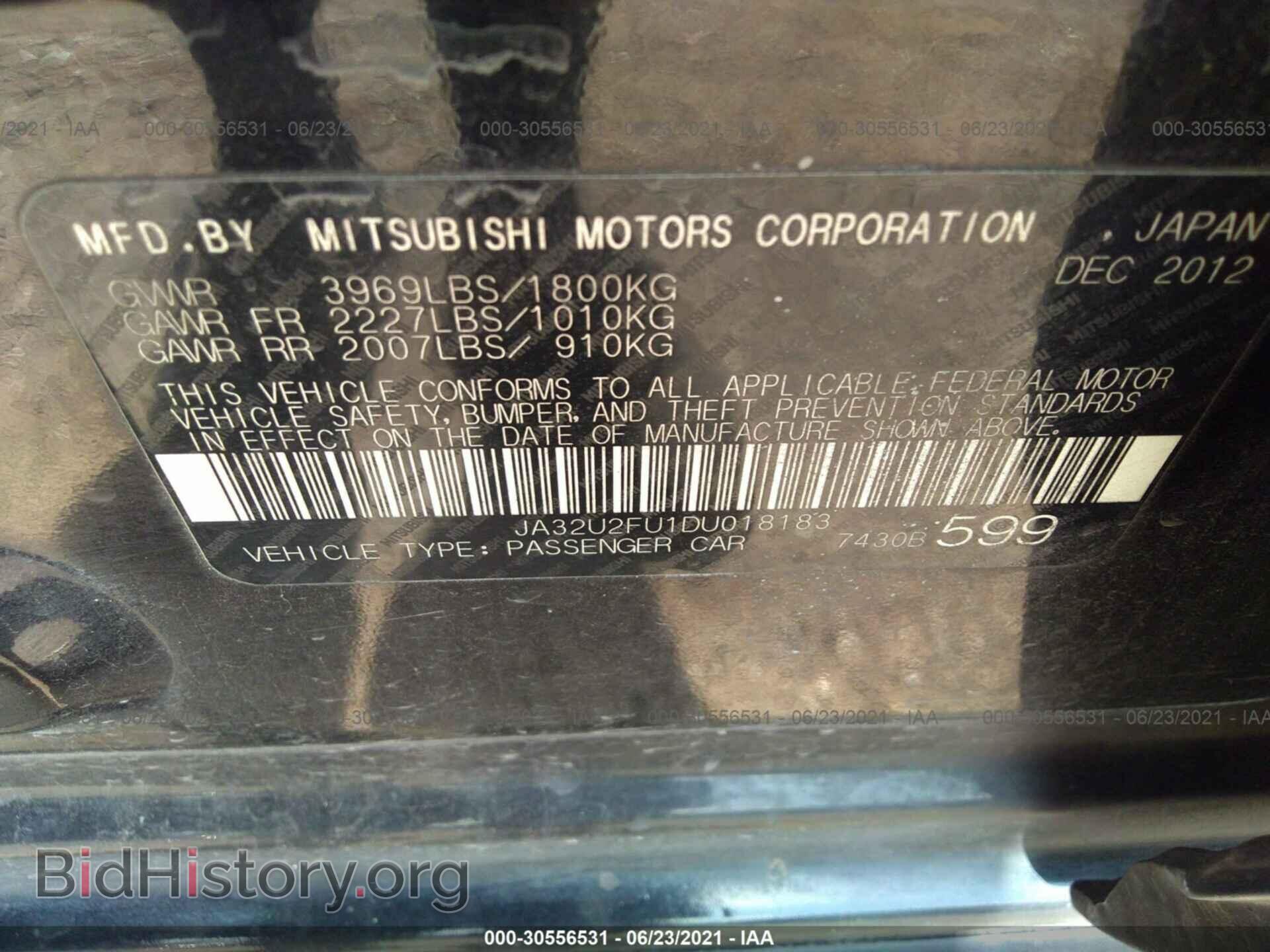 2013 MITSUBISHI LANCER - VIN: JA32U2FU1DU018183 - Фото 9