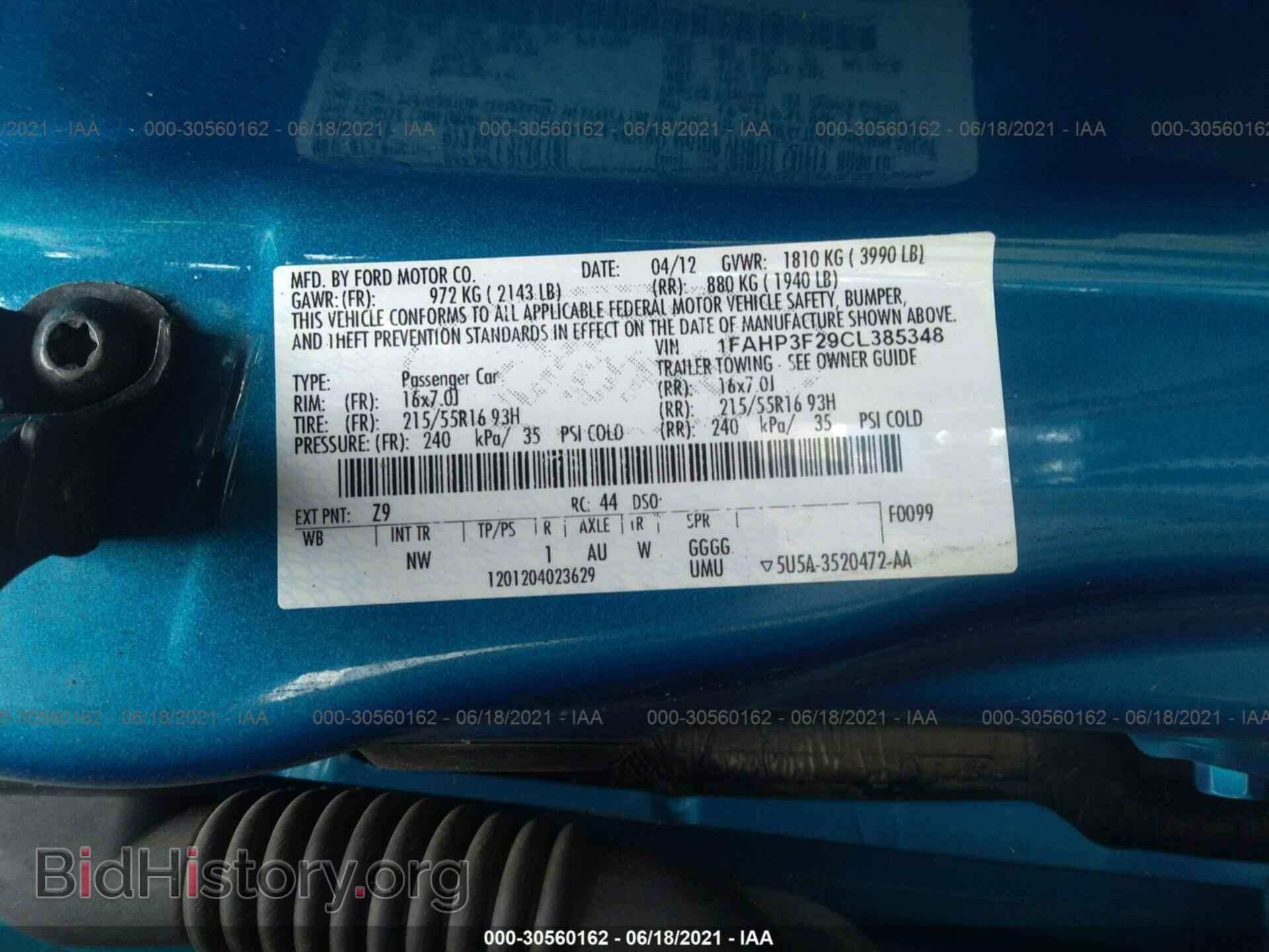 2012 FORD FOCUS - VIN: 1FAHP3F29CL385348 - Фото 9