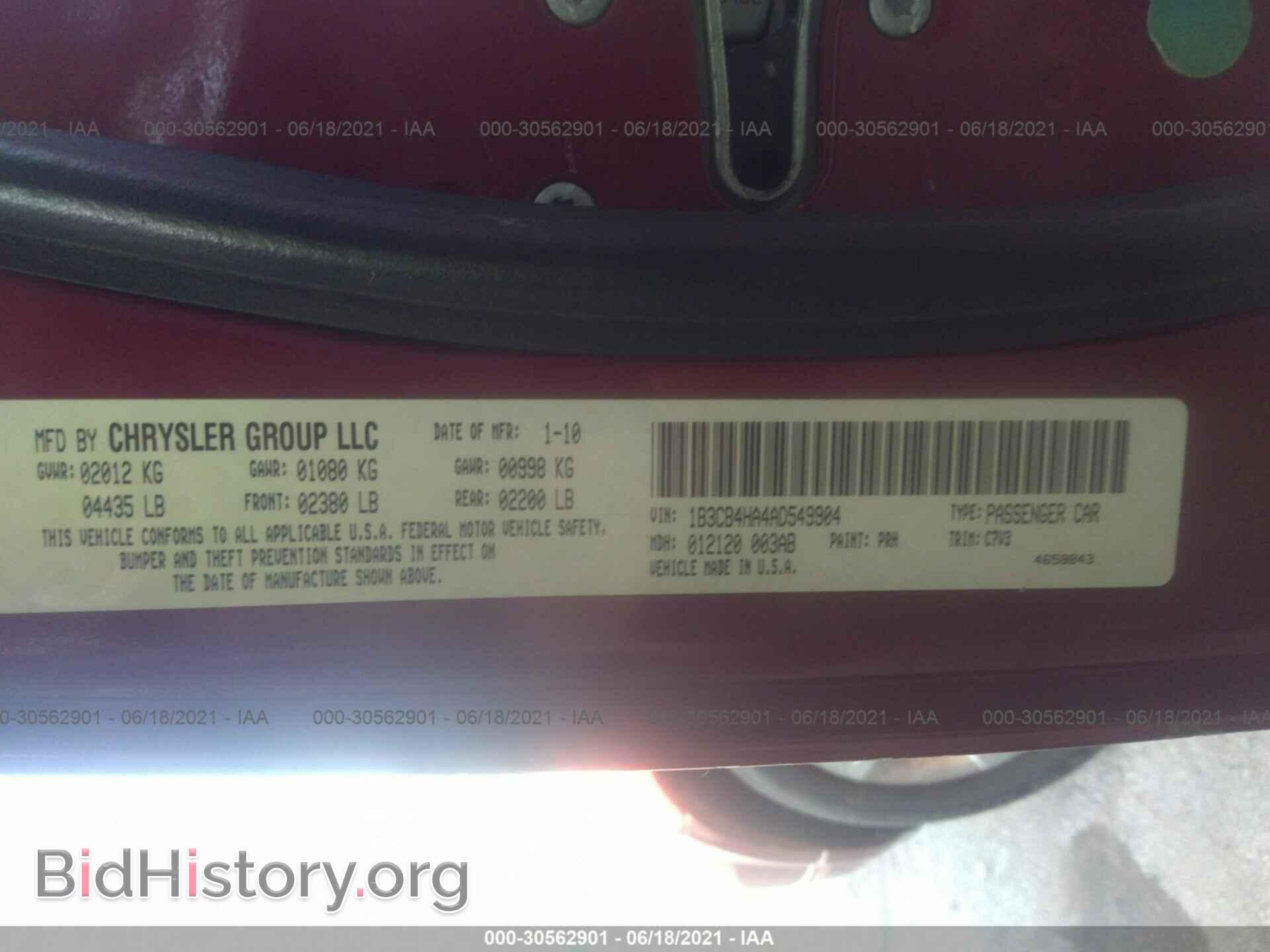 2010 DODGE CALIBER - VIN: 1B3CB4HA4AD549904 - Фото 9