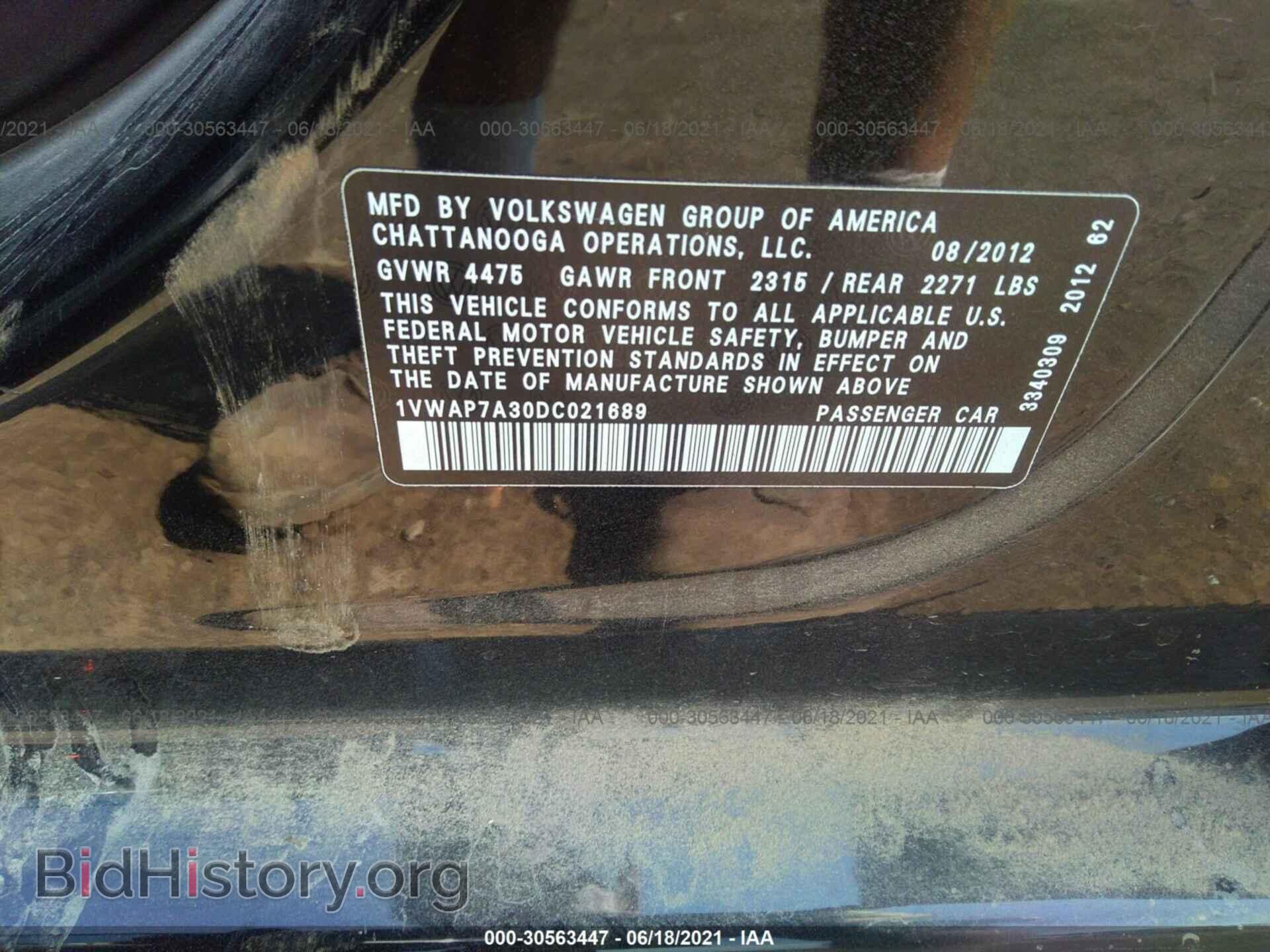 2013 VOLKSWAGEN PASSAT - VIN: 1VWAP7A30DC021689 - Фото 9