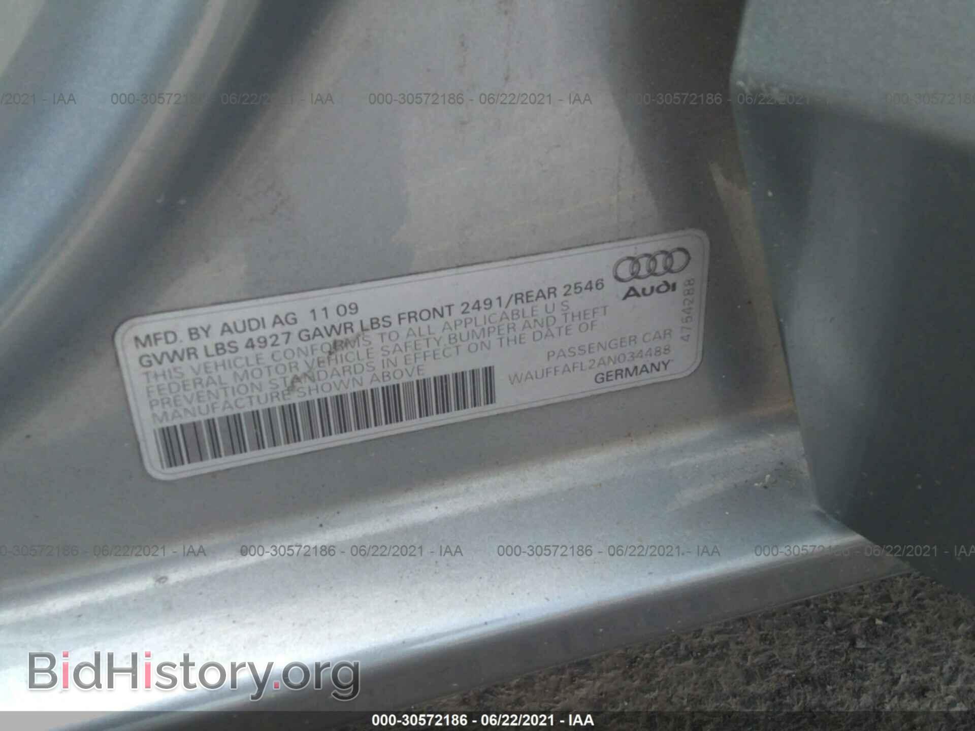 2010 AUDI A4 - VIN: WAUFFAFL2AN034488 - Фото 9